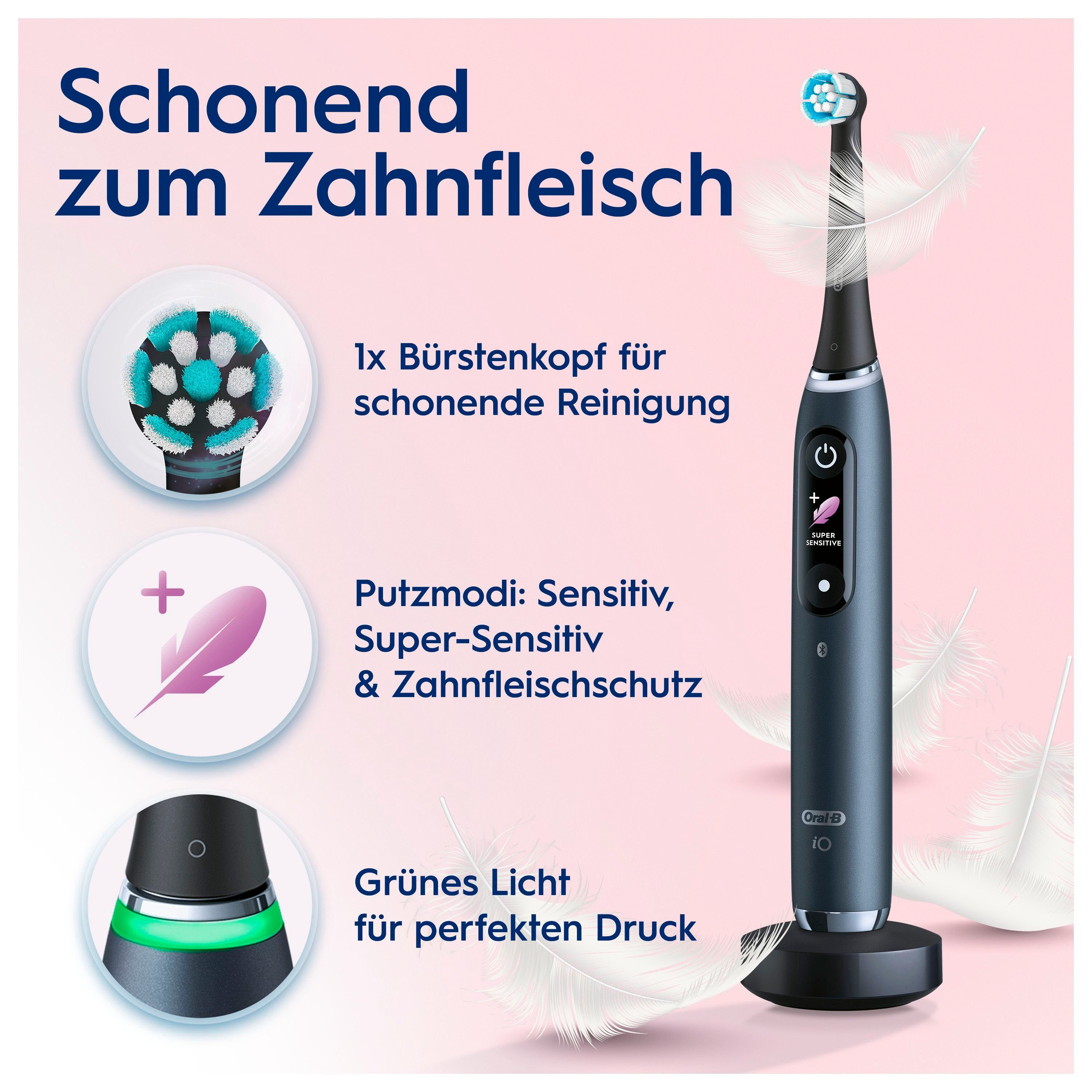 Oral-B Elektrische Zahnbürste iO 9, Aufsteckbürsten: 2 St., mit Magnet-Technologie, 7 Putzmodi, Farbdisplay & Lade-Reiseetui