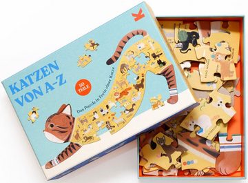Laurence King Konturenpuzzle Katzen von A bis Z, 50 Puzzleteile