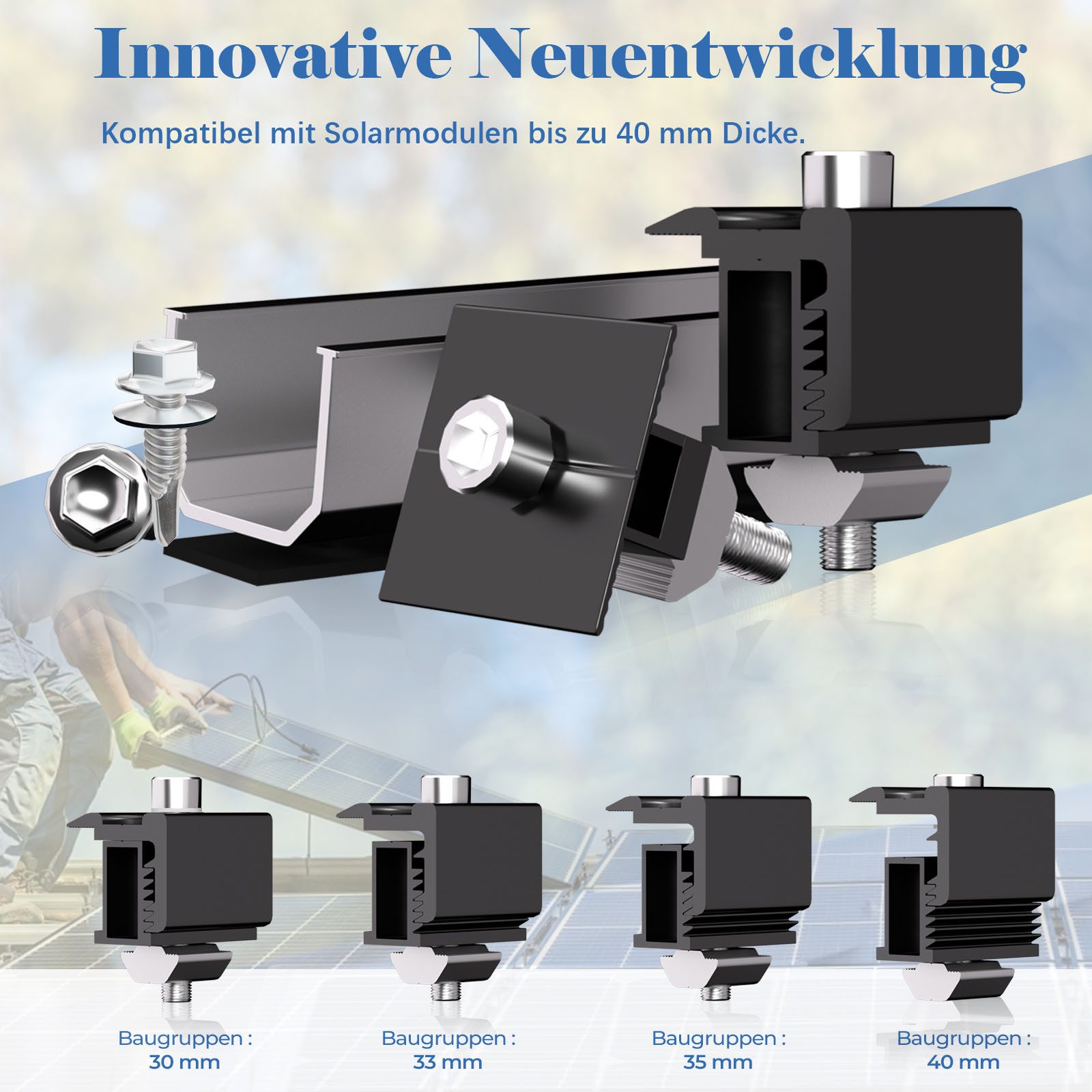 GLIESE Solarmodul-Halterung PV Halterung Befestigungsschiene Trapezblech Flachdach Montage, (Set, 30-tlg., Dachstromerzeugung Soalrpanel Halterung, Korrosionsbe – Bild 5 von 5