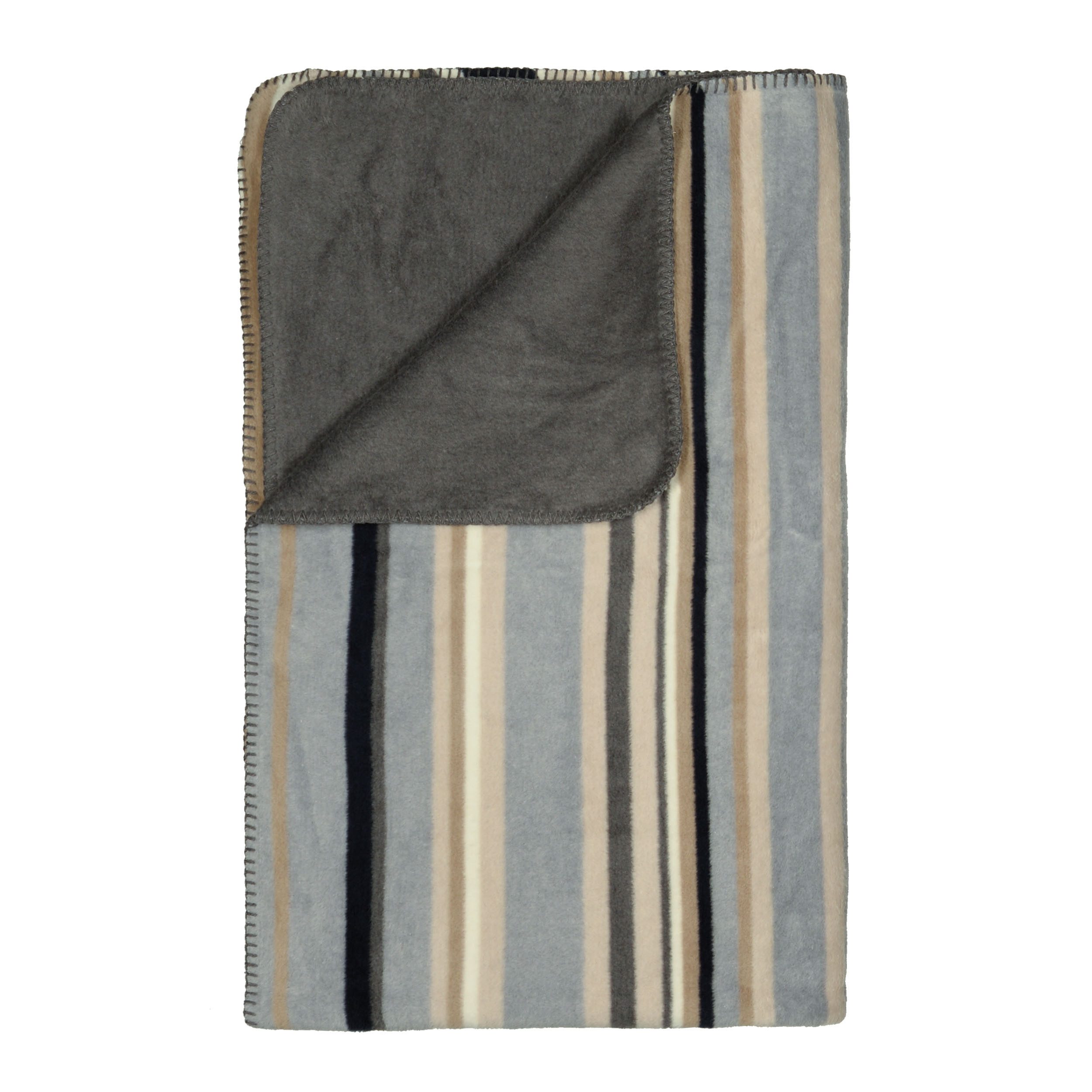 Wohndecke Wohndecke Plaid Kuscheldecke UNI + Streifen warm & weich, LIVING DREAMS, Kuscheldecke made in EUROPE Baumwollmischung