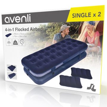 Avenli Luftbett Campingbett aufblasbar, (Luftmatratze für 2 Personen), 4-in-1 aufblasbares Gästebett inklusive 2 Kissen