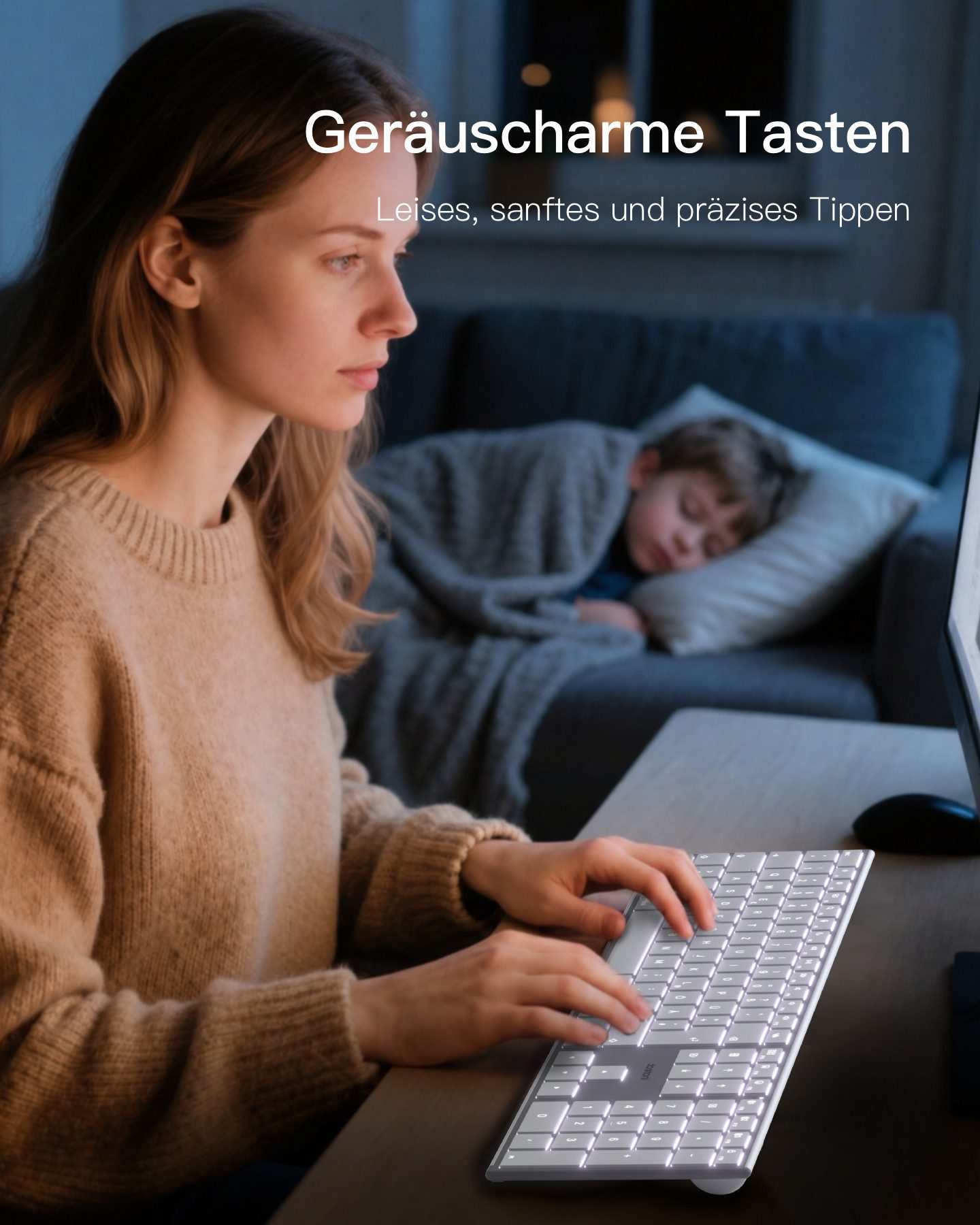 Inateck Bluetooth Mac Tastatur Kabellose mit 3 BT Kanälen,Leise Tasten Wireless-Tastatur (Kompatibel mit MacBook Pro/Air, iMac, iMac Pro, Mac mini,iPad)
