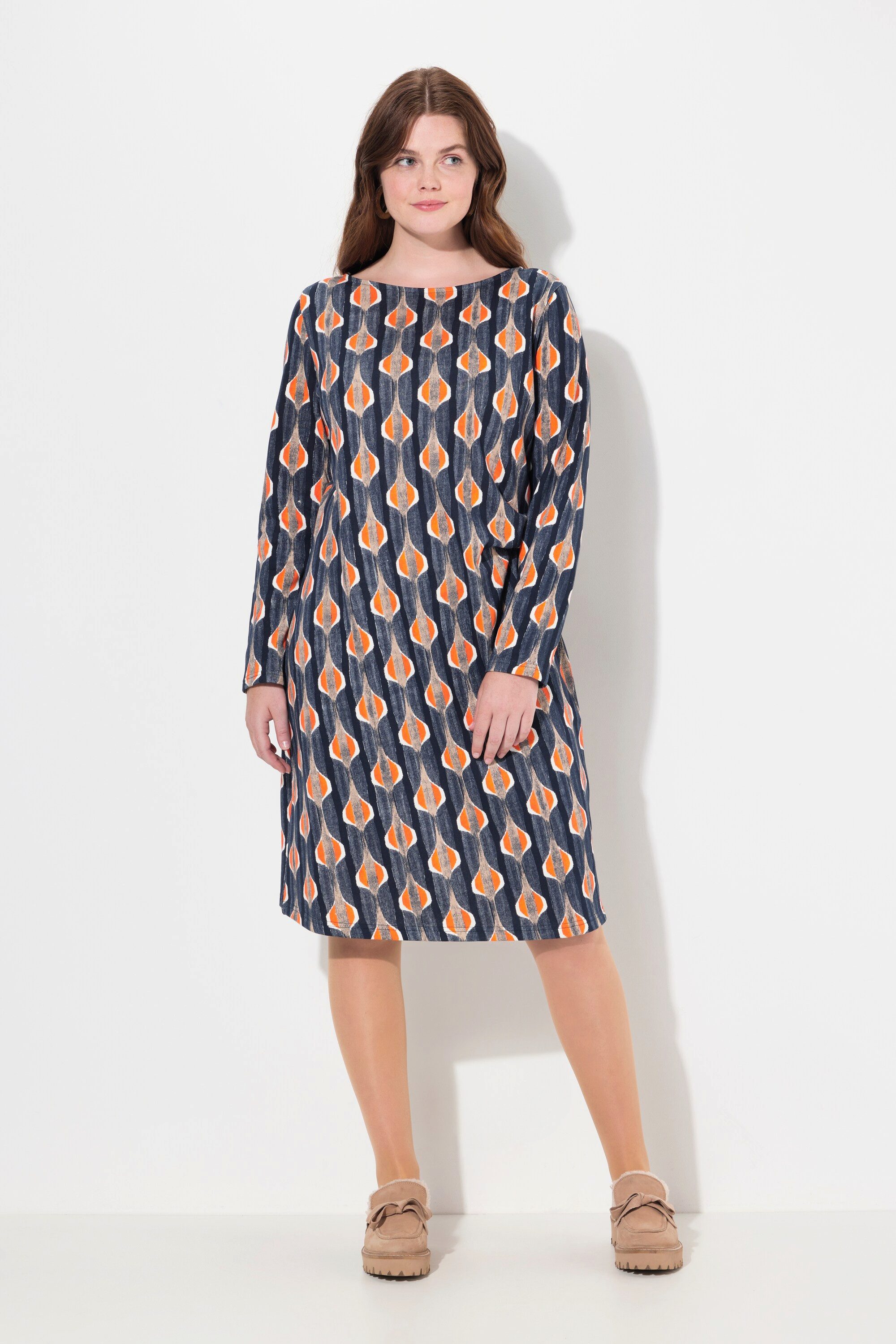 Midikleid Sweatkleid U-Boot-Ausschnitt Langarm Biobaumwolle
