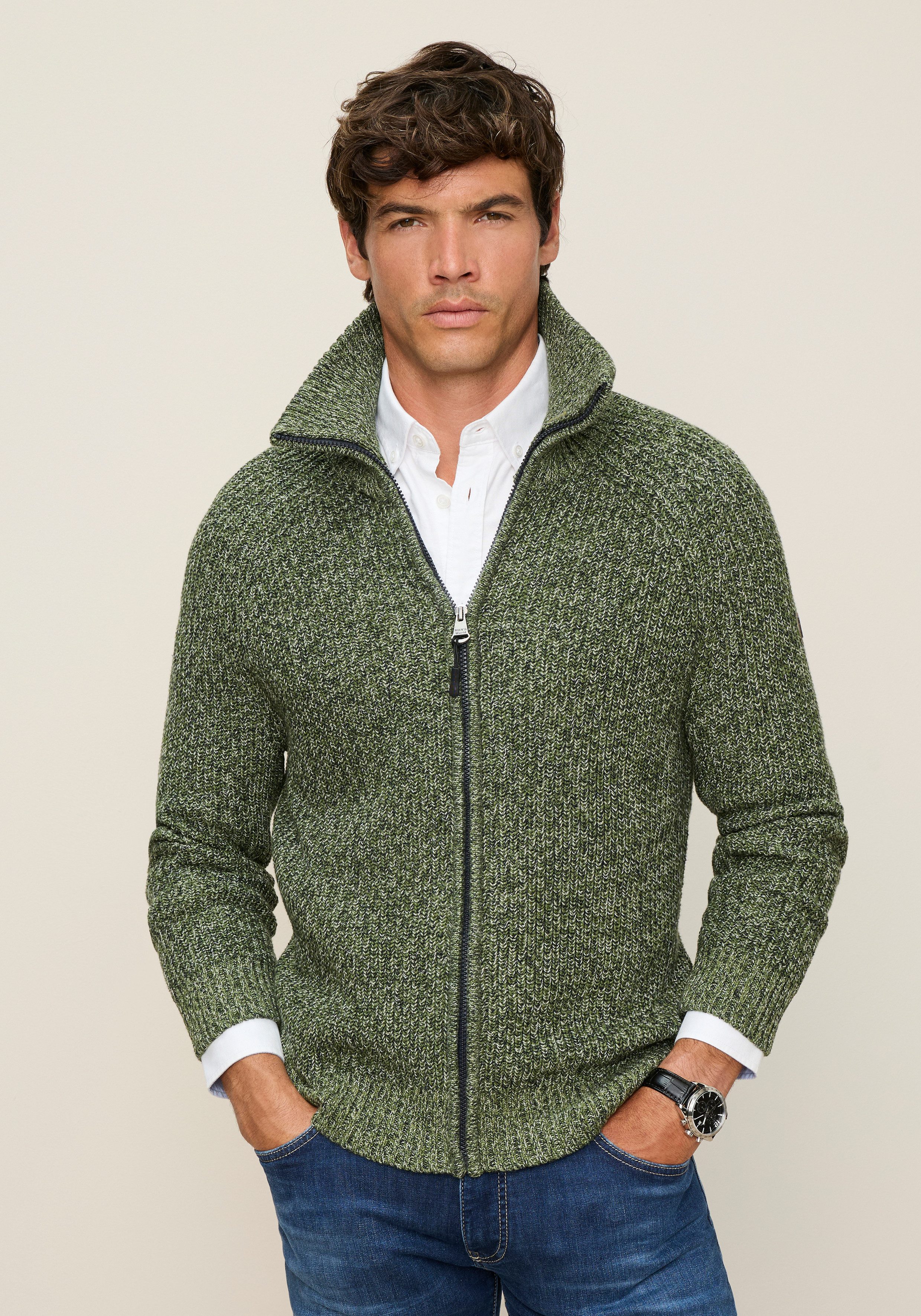 Man's World Strickjacke Mit Stehkragen & Reißverschluss melierte Optik regular fit, mit Raglanärmeln. € 45,99