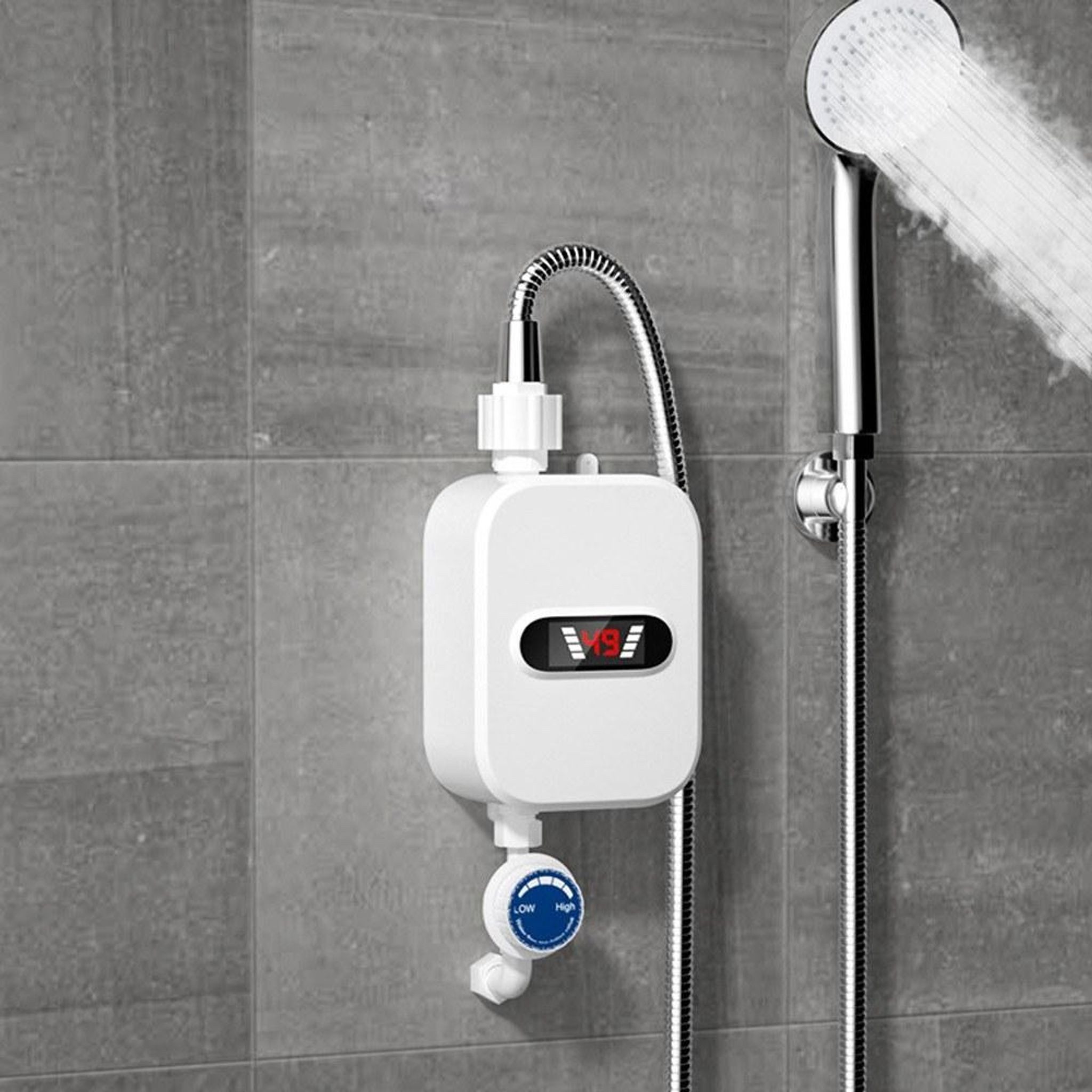 FELIXLEO Küchenarmatur Elektrischer Durchlauferhitzer LCD Edelstahl für Dusche