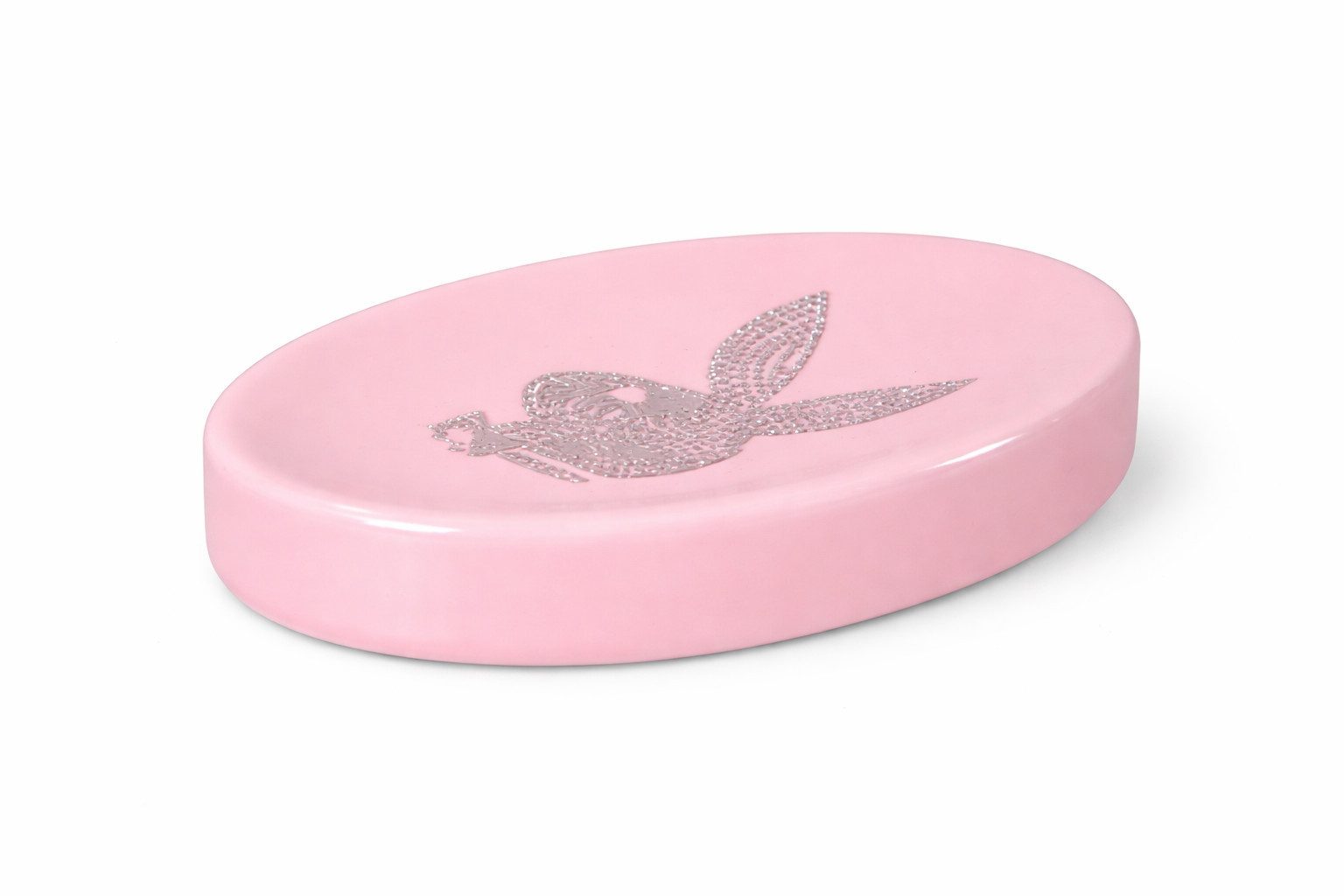 PLAYBOY Seifenschale Playboy Home Bunny Strass Silver Rosa Seifenschale Keramik