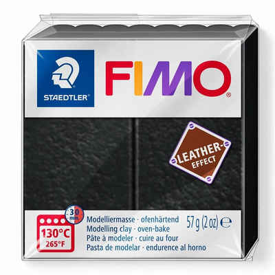 STAEDTLER Modelliermasse FIMO leather-effect 8010-909 (Knetmasse, 1-tlg., 57g), schwarz Modelliermasse ofenhärtend Knete