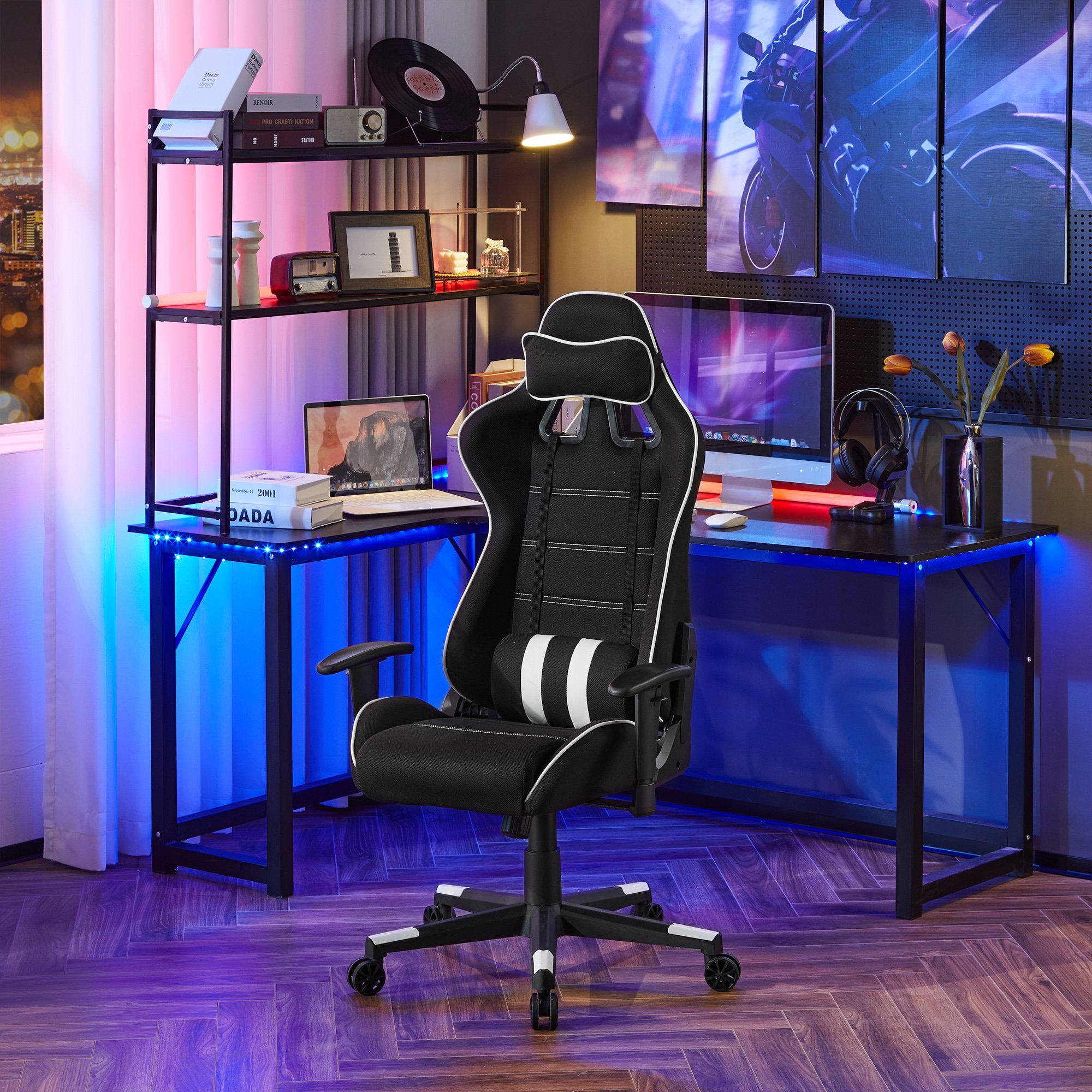 ergonomisch St), Bürostuhl Gaming-Stuhl weiß (1 höhenverstellbar Woltu drehbar