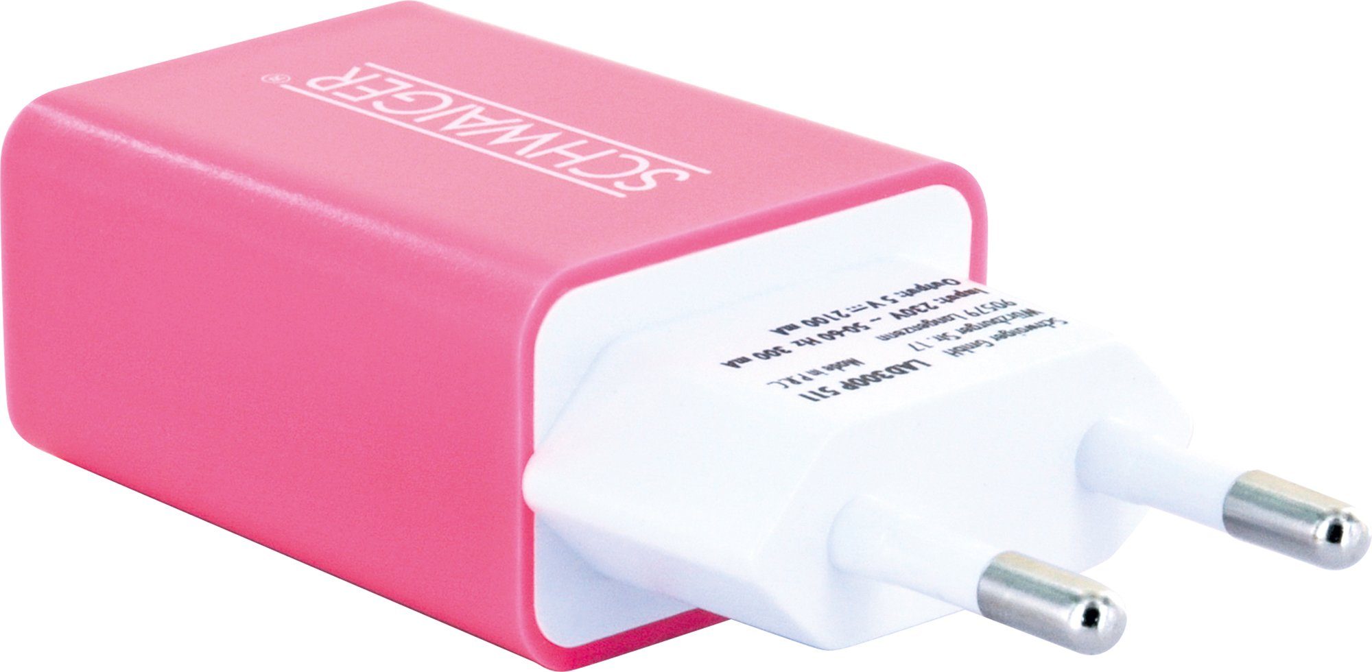 511 pink A LAD300P Multi-Schutz Eurostecker USB KFZ-Adapter zu integriertes Schwaiger Sicherheitssystem Buchse, 2.0