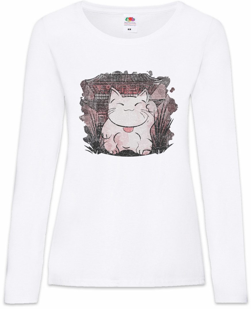 Langarmshirt Maneki Neko VIII Damen Langarmshirt Cat Katze Winkekatze Maneki-Neko