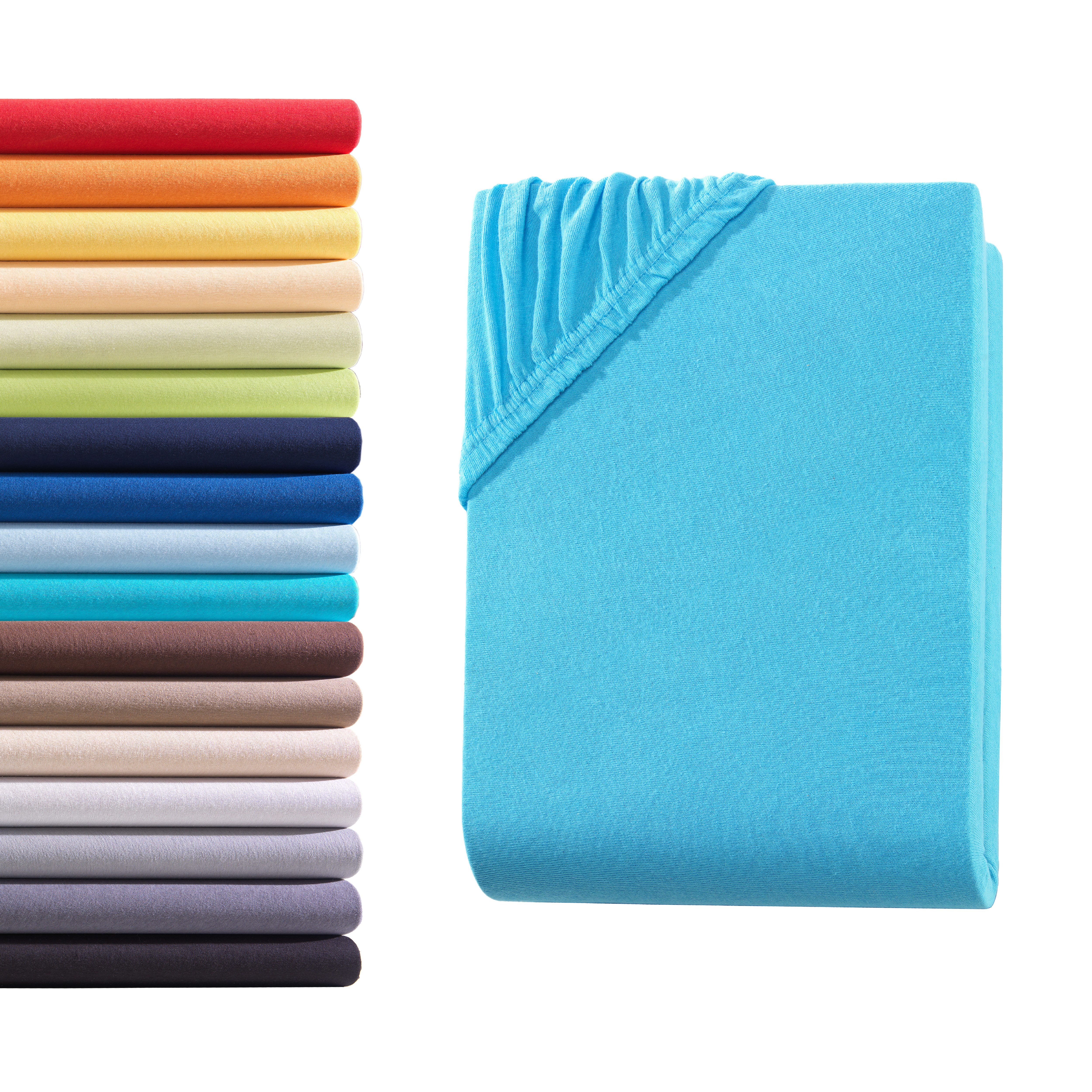 Hometex Premium Textiles Spannbettlaken Jersey Spannbettlaken 100% Baumwolle, Jersey, Gummizug: Rundumgummizug, Premium-Jersey Matratzenhöhe bis 23 cm