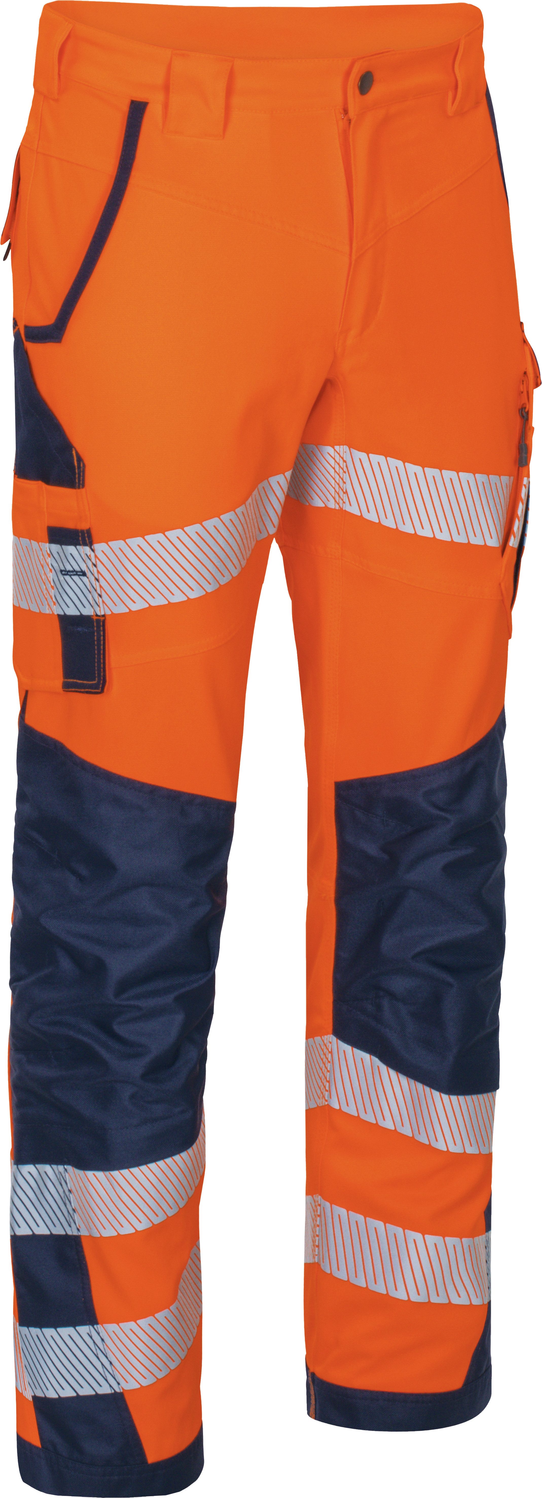 vizwell Arbeitshose Warnschutz Bundhose HiVis elastisch dehnbar warnorange warngelb reißfest und elastisch - knitterfrei sowie pflege- und bügelleicht