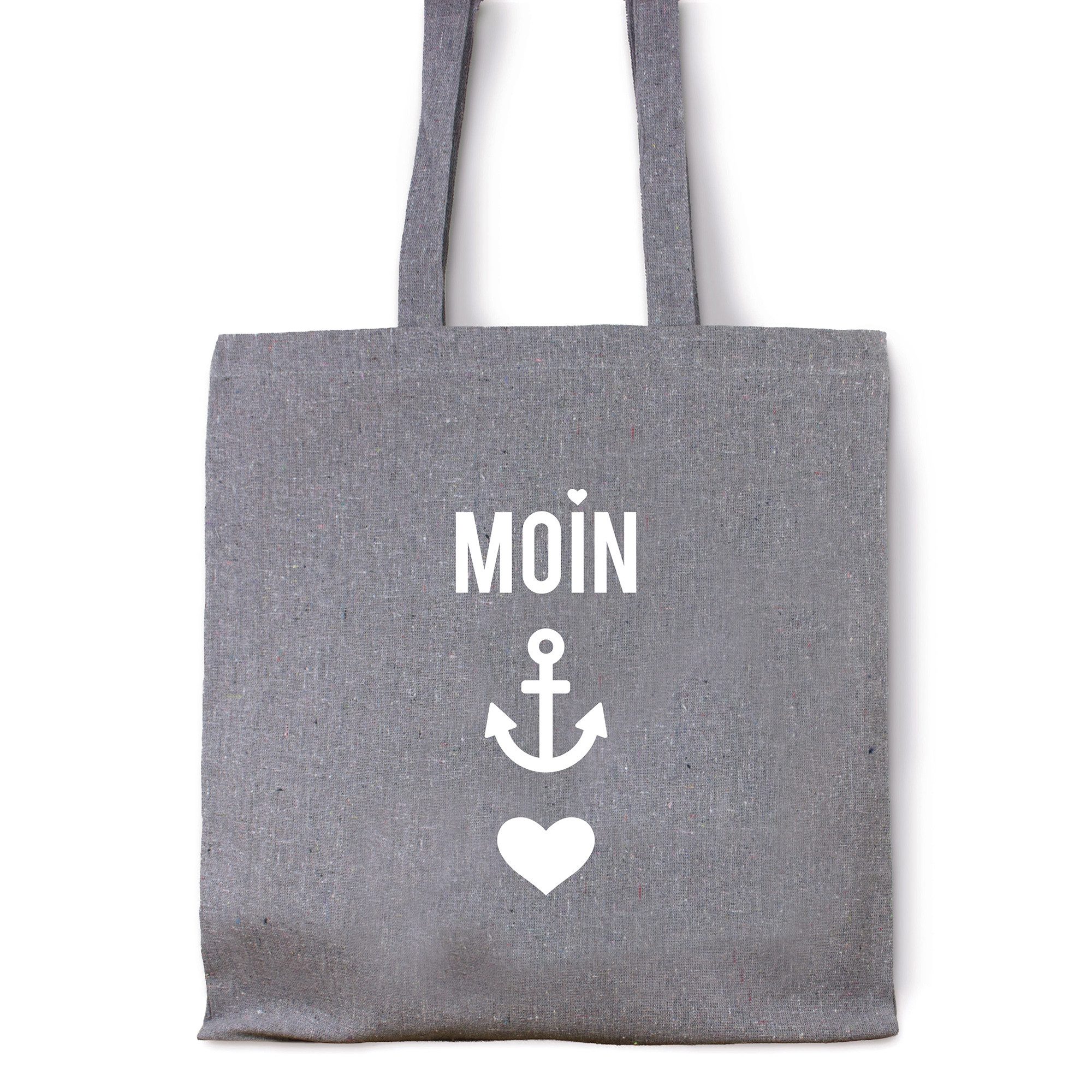 Beuteltasche Baumwollbeutel "Moin-Anker-Herz" aus recycelter Baumwolle