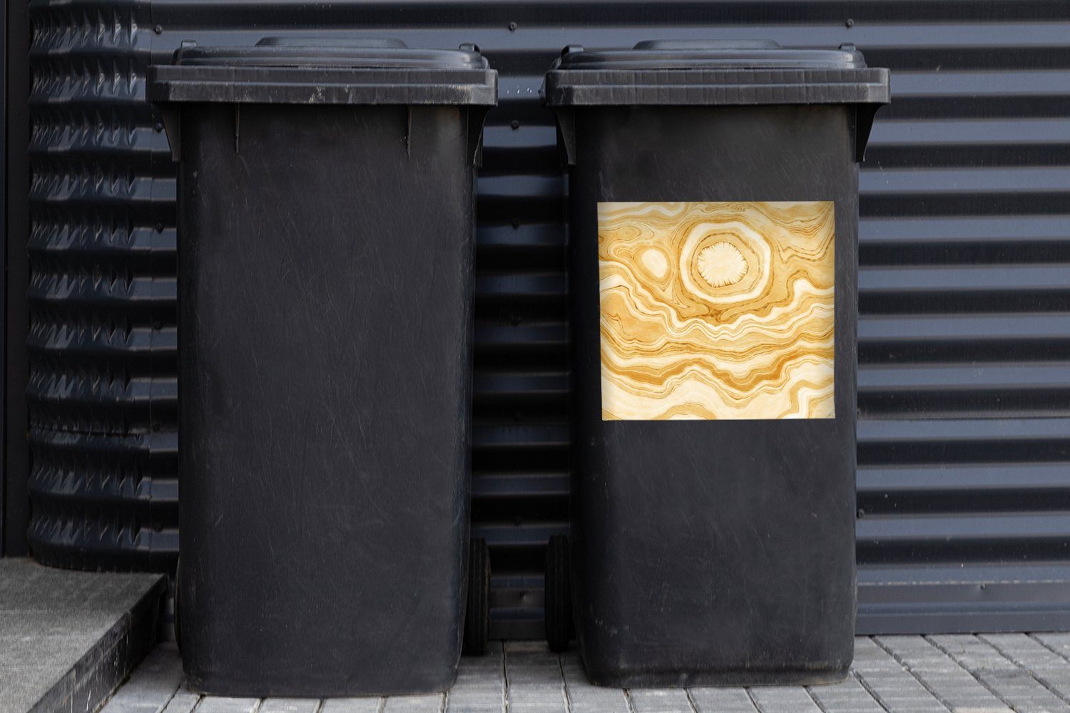 MuchoWow Wandsticker Achat - - Abfalbehälter Container, Edelsteine (1 Mülleimer-aufkleber, St), Gold Mülltonne, Sticker