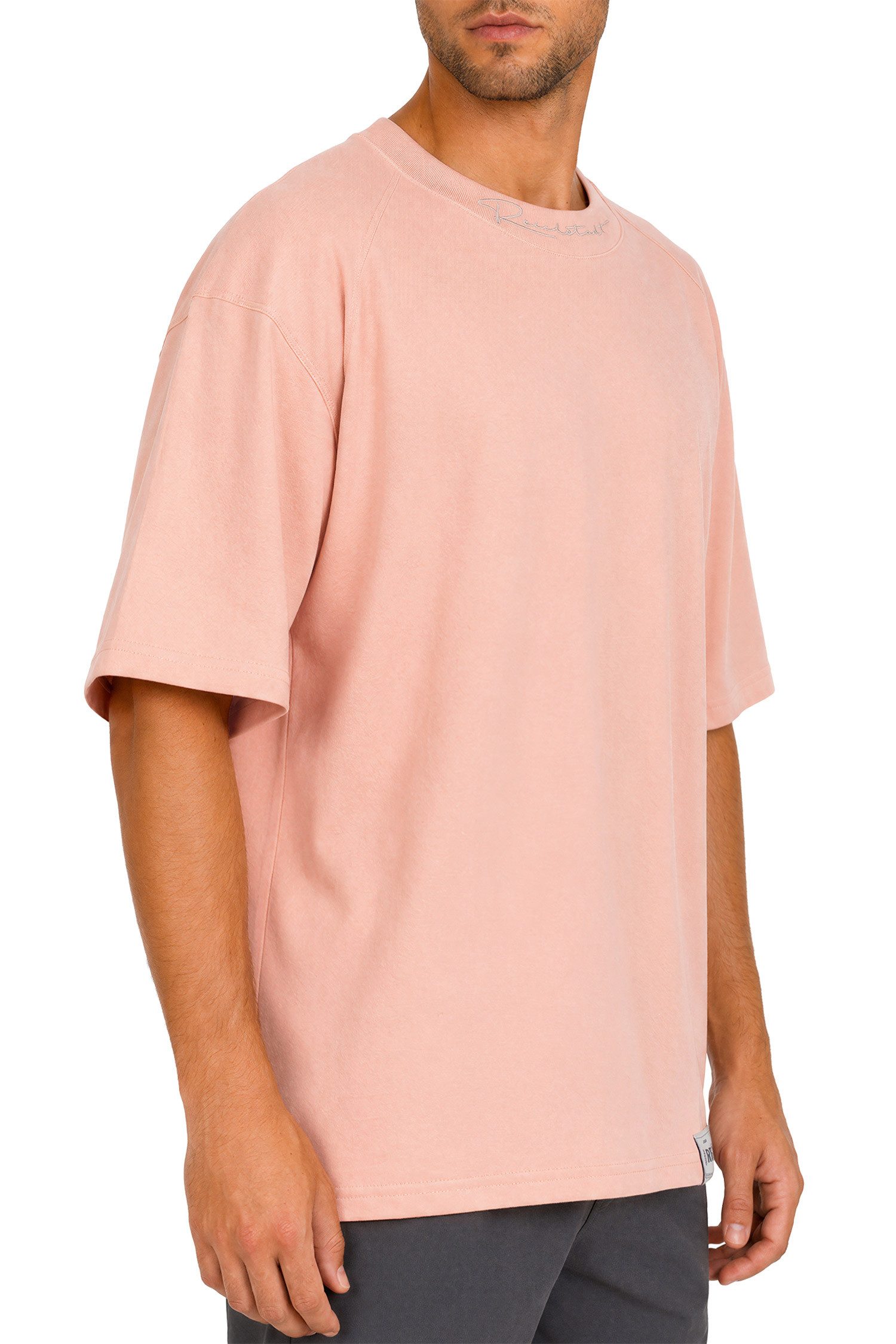 Reichstadt Oversize-Shirt Herren Relaxed Fit Kurzarmshirt 23RS041 mit Stitching am Kragen – Bild 5 von 5