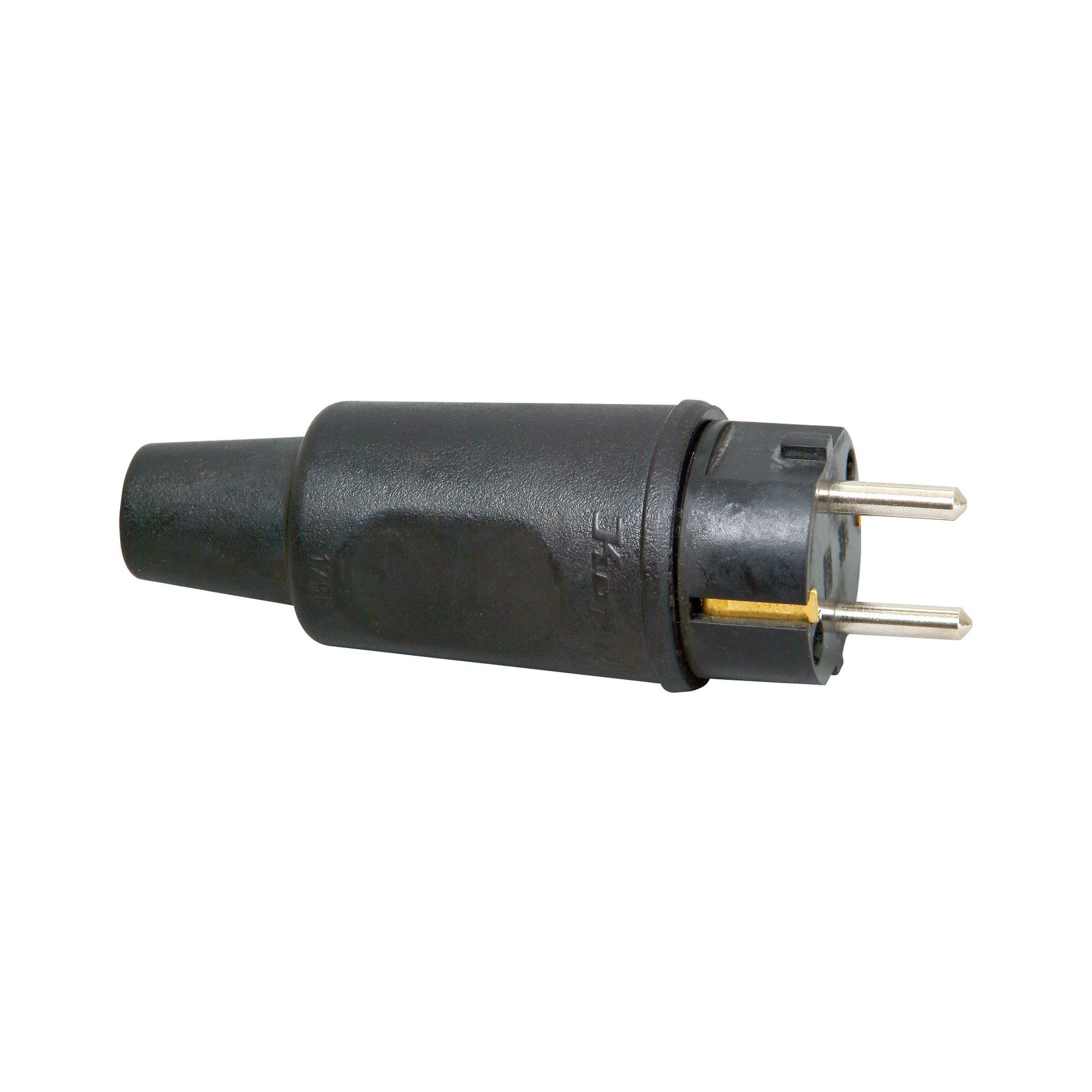 Kopp Schuko-Stecker KOPP Schutzkontakt-Stecker 179516009, Vollgummi, Knickschutz, schwarz