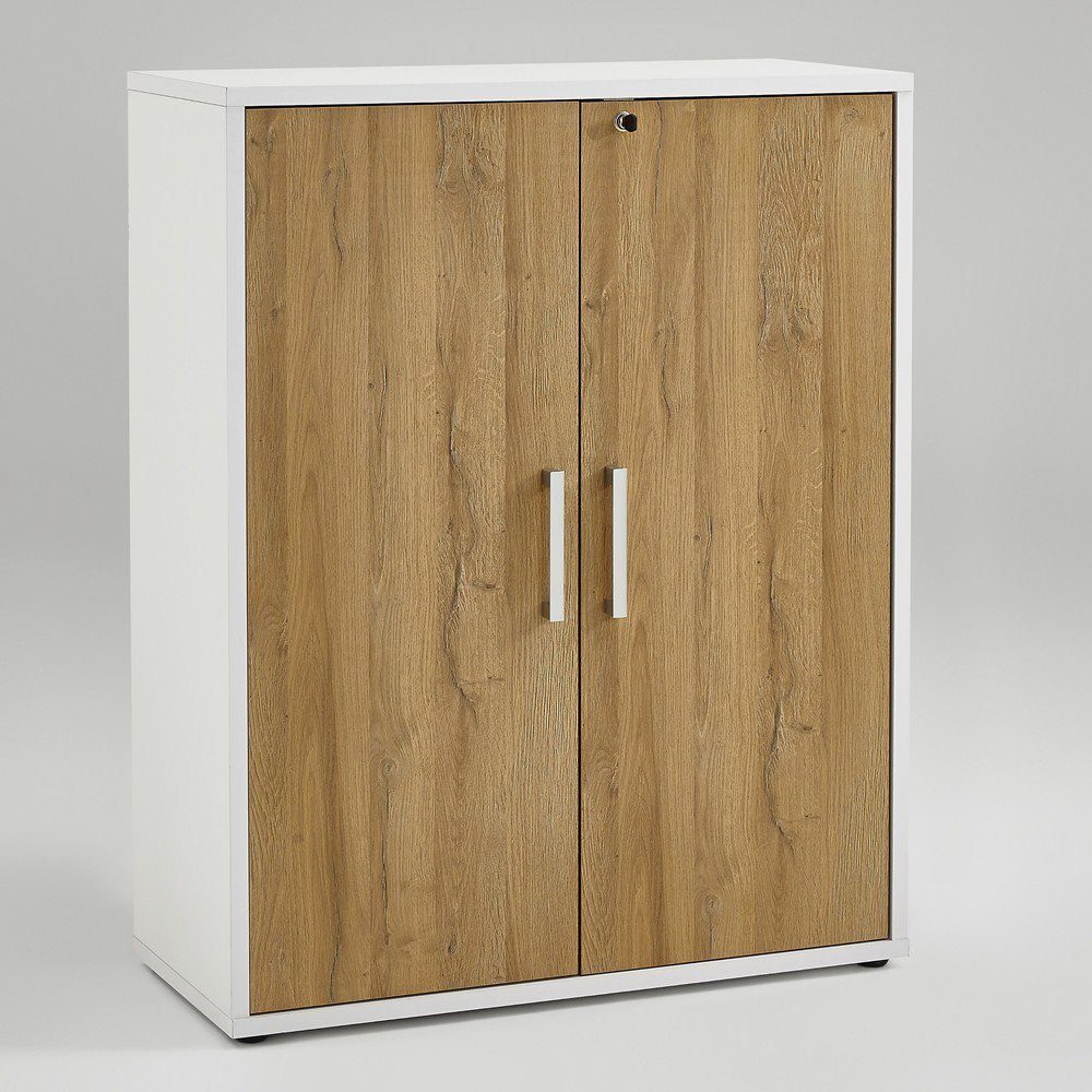 Türensatz matt Alteiche weiß mit Nb.- in Aktenregal 183/112,5/40cm Lomadox COLUMBUS-10,
