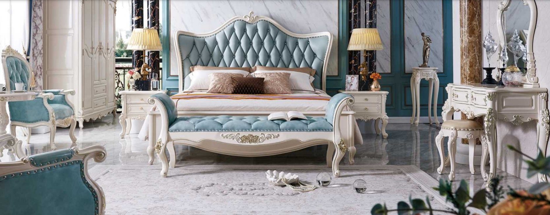 JVmoebel Bett, Bett Möbel Klassisches Schlafzimmer Betten Chesterfield Luxus