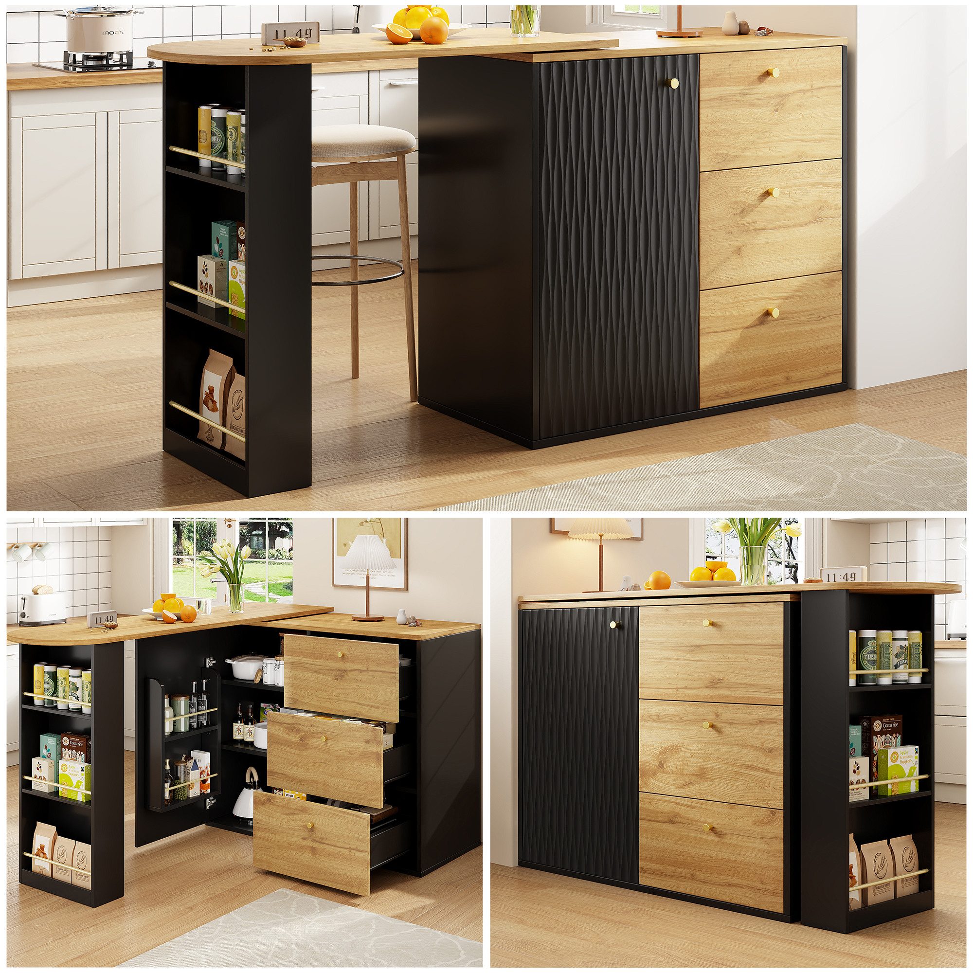 i@home Bartisch Ausziehbarer Bartisch mit Stauraum(138-204×39×104cm), günstig online kaufen