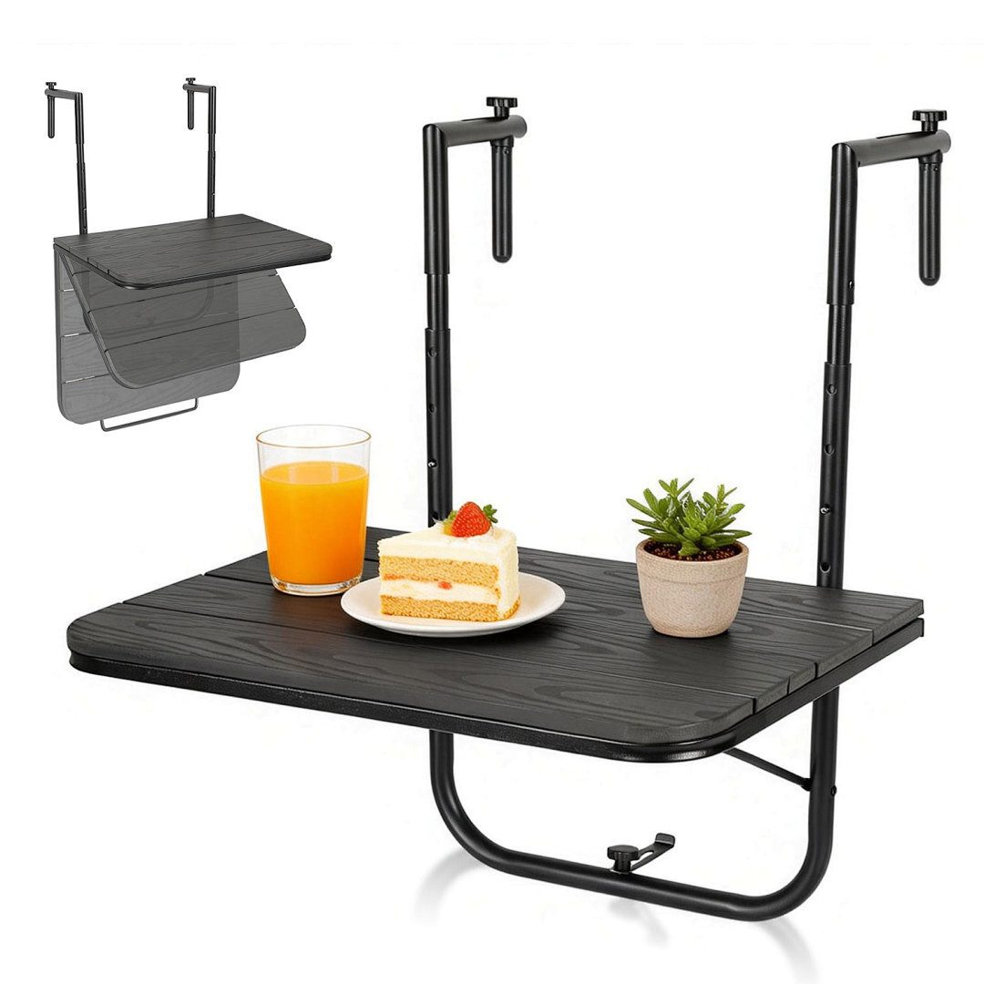 Clanmacy Balkonhängetisch Balkonhängetisch klappbar Balkontisch zum Einhängen Balkon bis 40kg (Ausklappbar, 1 Tisch)