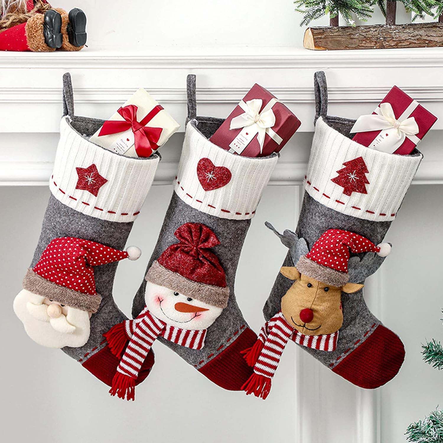 trends for living Socken 3 pcs Weihnachtssocken-Set Kamin-Weihnachtsstiefel günstig online kaufen
