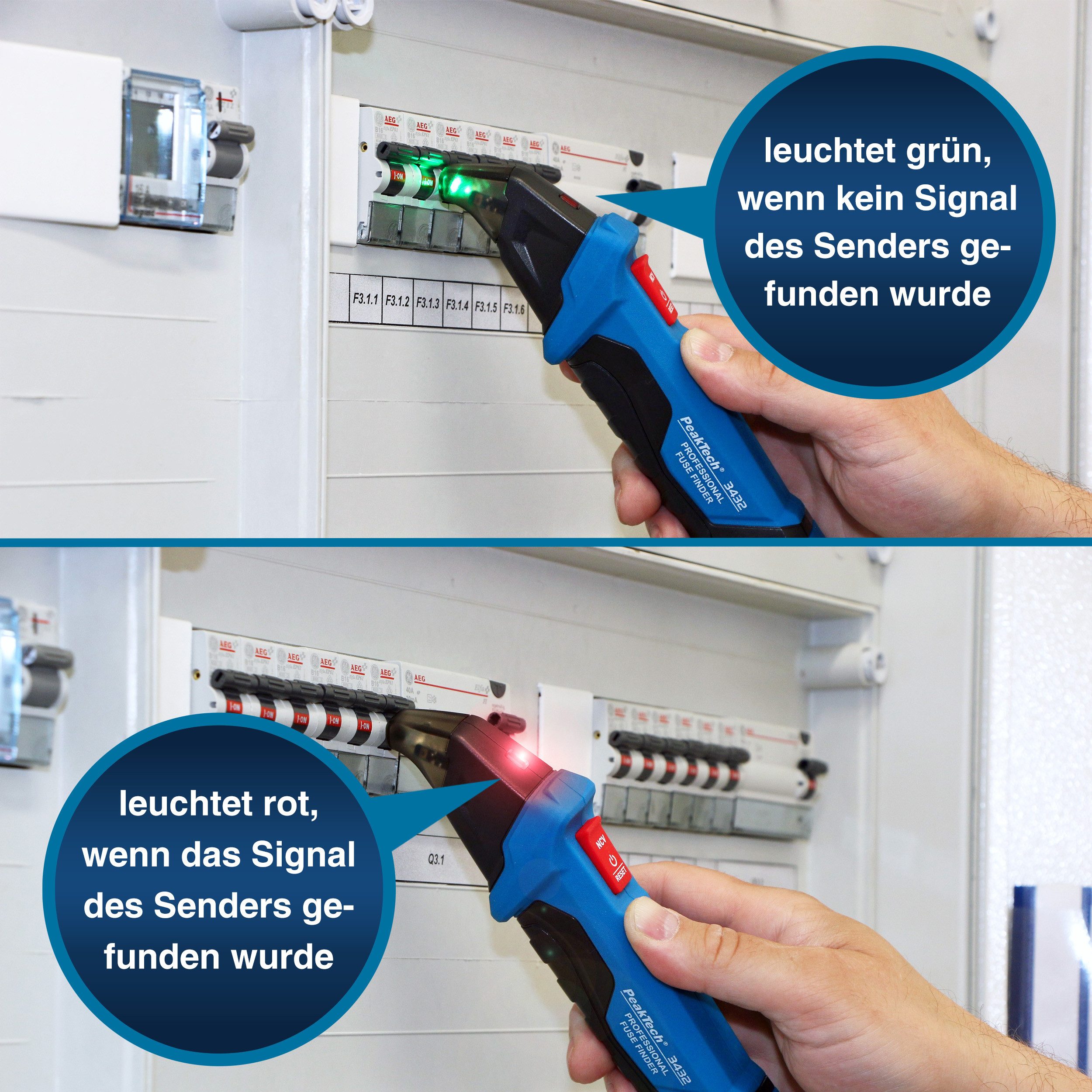 PeakTech Leitungsortungsgerät 230V Sicherungsfinder & NCV Stromprüfer – Bild 3 von 5