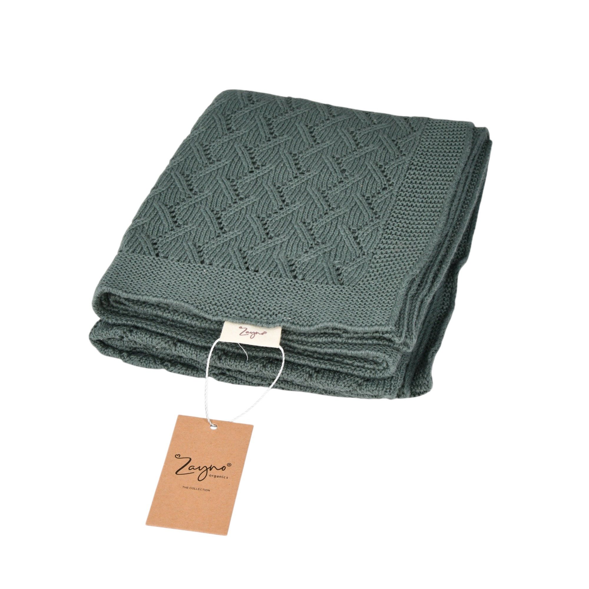 Babydecke 70x90 cm Moosgrün aus 100% Biobaumwolle, Zayno, umweltfreundlich und nachhaltig