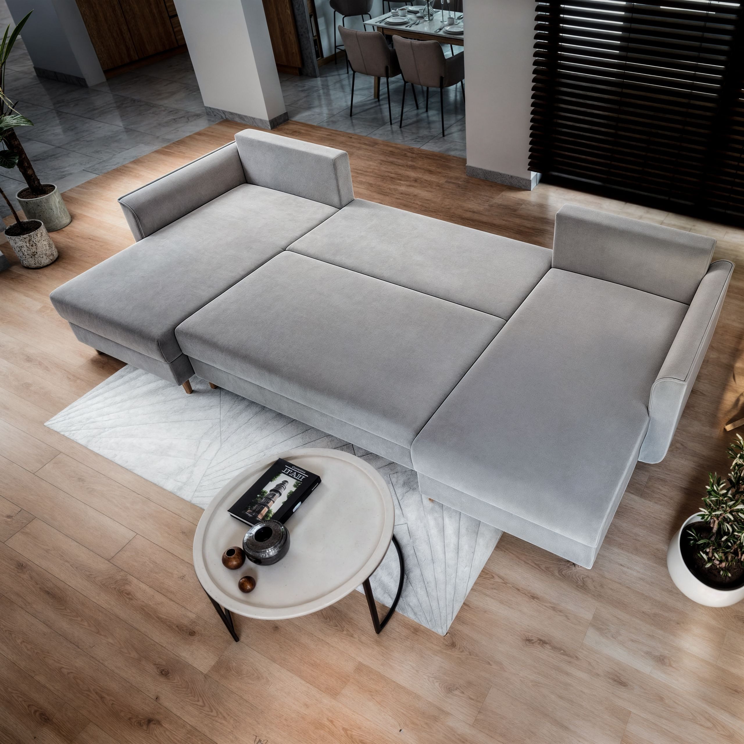 Masseno Ecksofa VERNI mit Schlaffunktion U-Form, Sofa mit Bettkasten