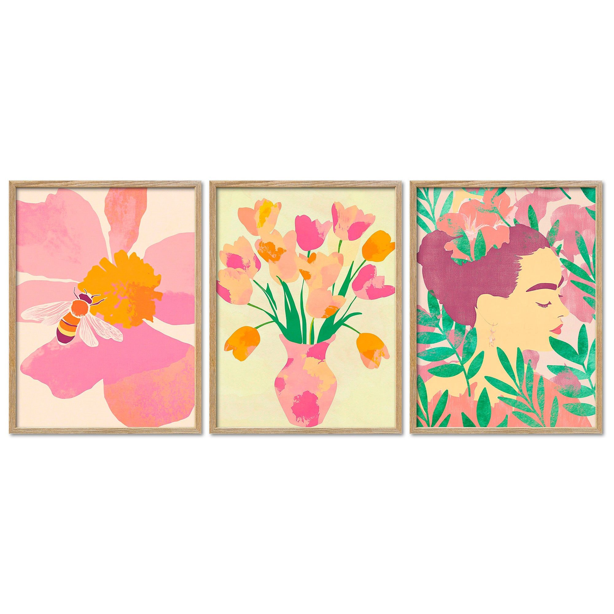 ARTFAVES Bilder-Collage Poster Set Dopamine Trio 3 I mehrteilige Bilderwand I Wandbilder Abstr, (Wandbilder modern, 3 St)