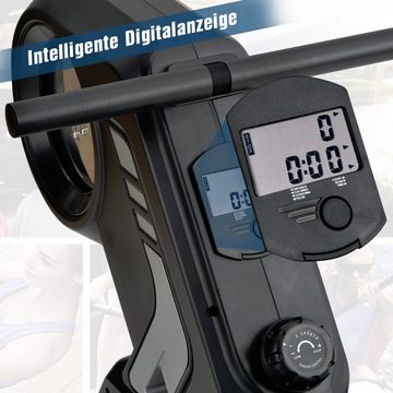 Ulife Rudergerät Rudermaschine klappbar mit 8-stufigen Magnetwiderstand, mit LCD-Display,rutschfesten Pedalen und Transporträdern
