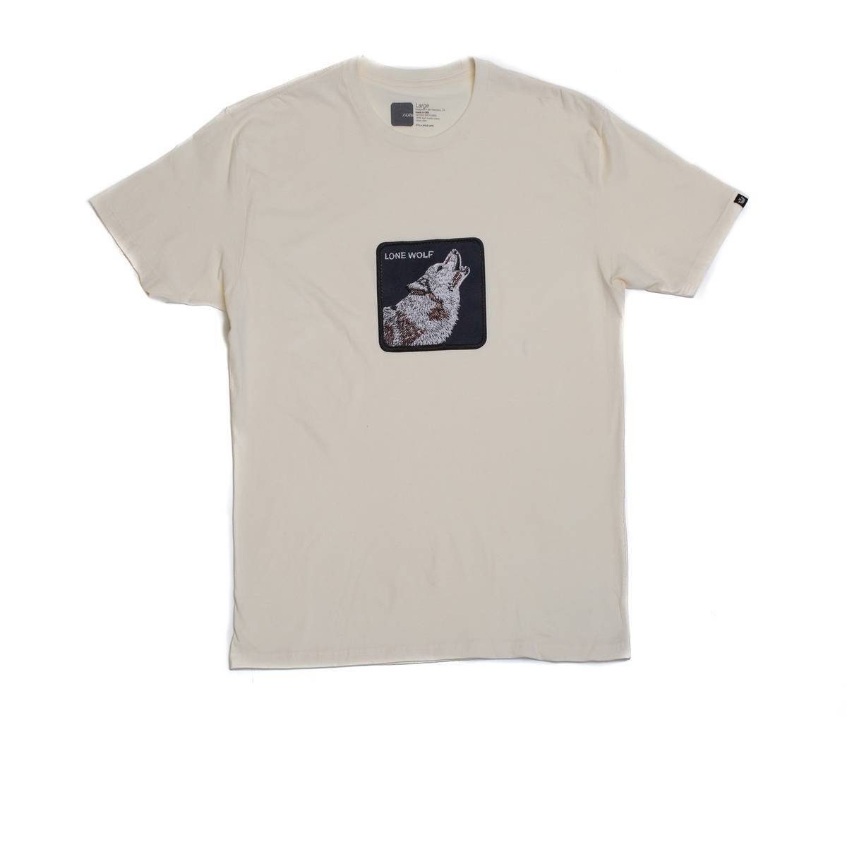 GOORIN Bros. T-Shirt Herren T-Shirt - Rundhals, Baumwolle, Logo-Patch Lone Wolf - Beige | T-Shirts