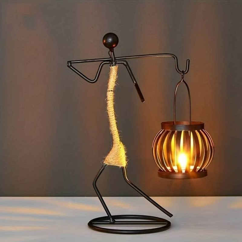 Matissa & Dad Kerzenhalter Kerzenhalter, abstrakte Metallskulptur, schmiedeeiserne Kerzenhalter, Metallskulptur Kerzenhalter aus Schmiedeeisen