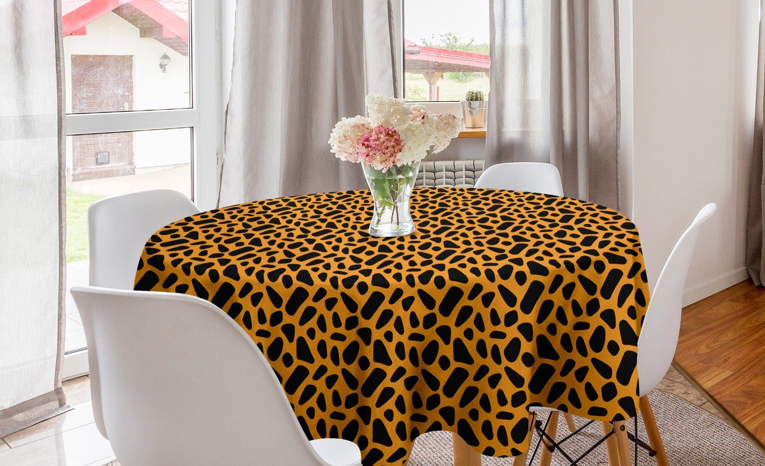 Abakuhaus Tischdecke Kreis Tischdecke Abdeckung für Esszimmer Küche Dekoration, Abstrakt Cheetah Haut schauen Motiv
