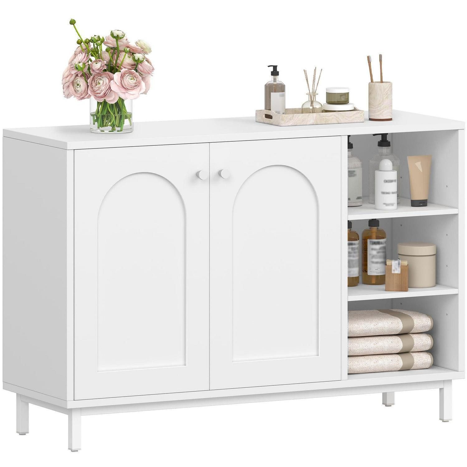Badkommode Badezimmerschrank Kommode Beistellschrank Sideboard 2Türen Weiß