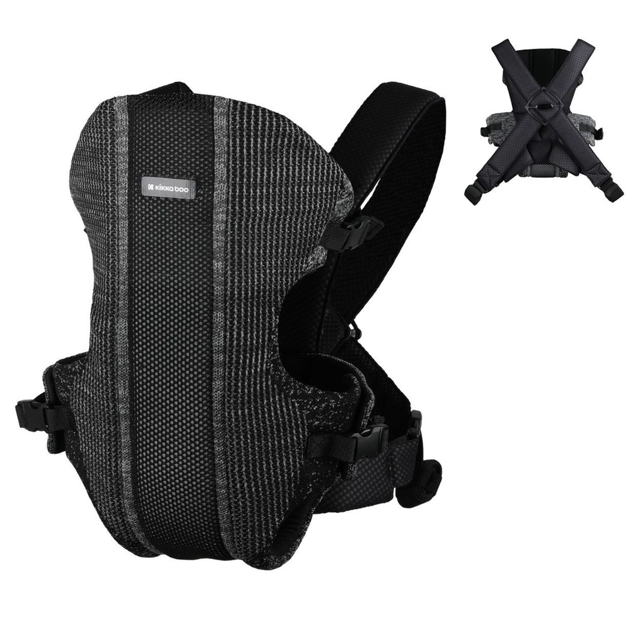 Kikkaboo Babytrage Gwen Fly, Strickstoff, Bauchtrage, Rückentrage, Cross-Body-Sicherung, 9 kg
