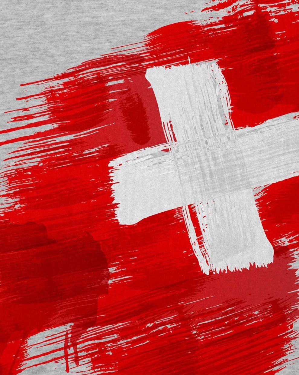 Fahne grau Herren T-Shirt meliert Flagge WM Sport EM style3 Print-Shirt Suisse Fußball Schweiz