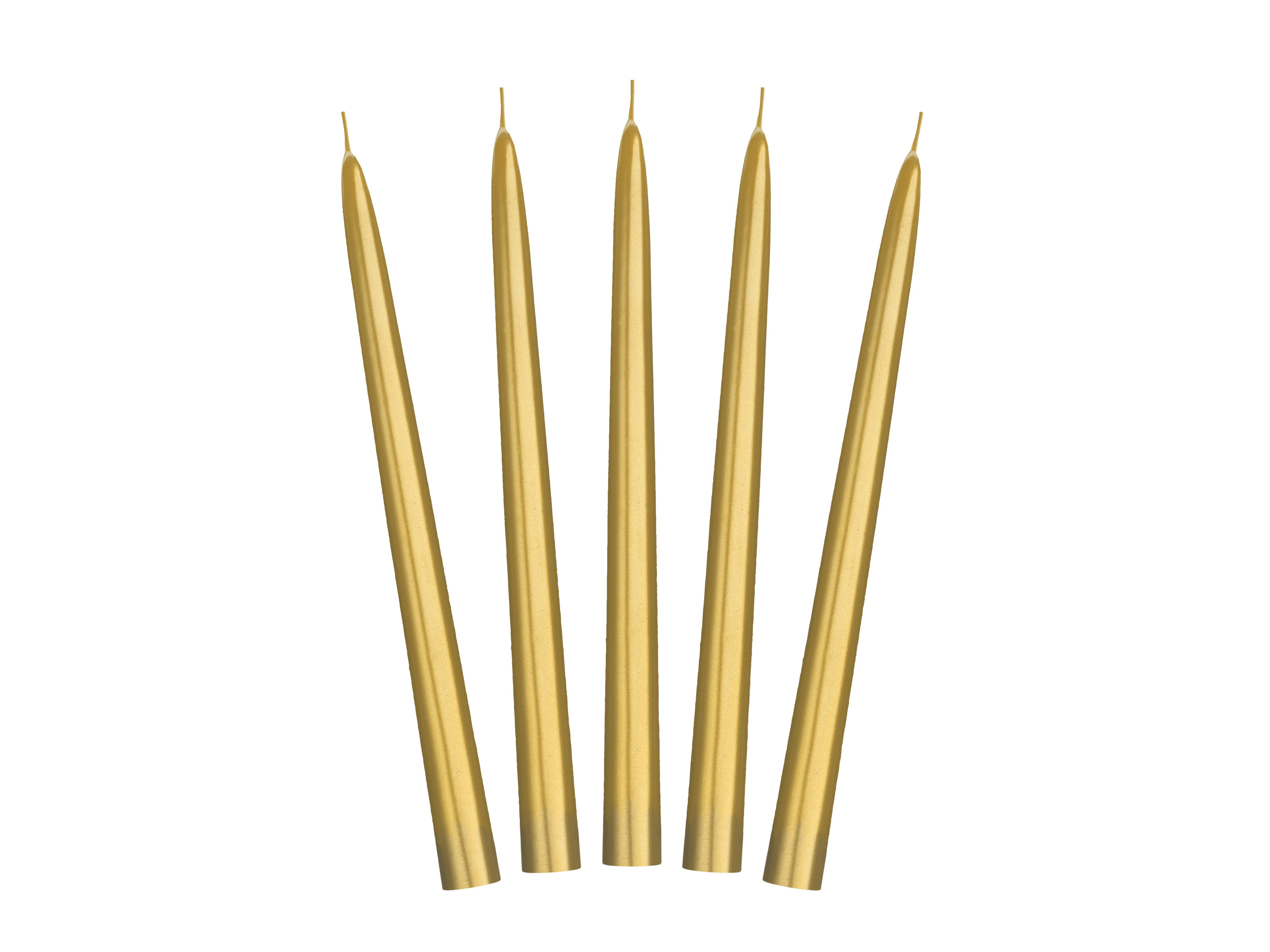 partydeco Geburtstagskerze Spitzkerze 24 cm 10Stk., Gold Metallic