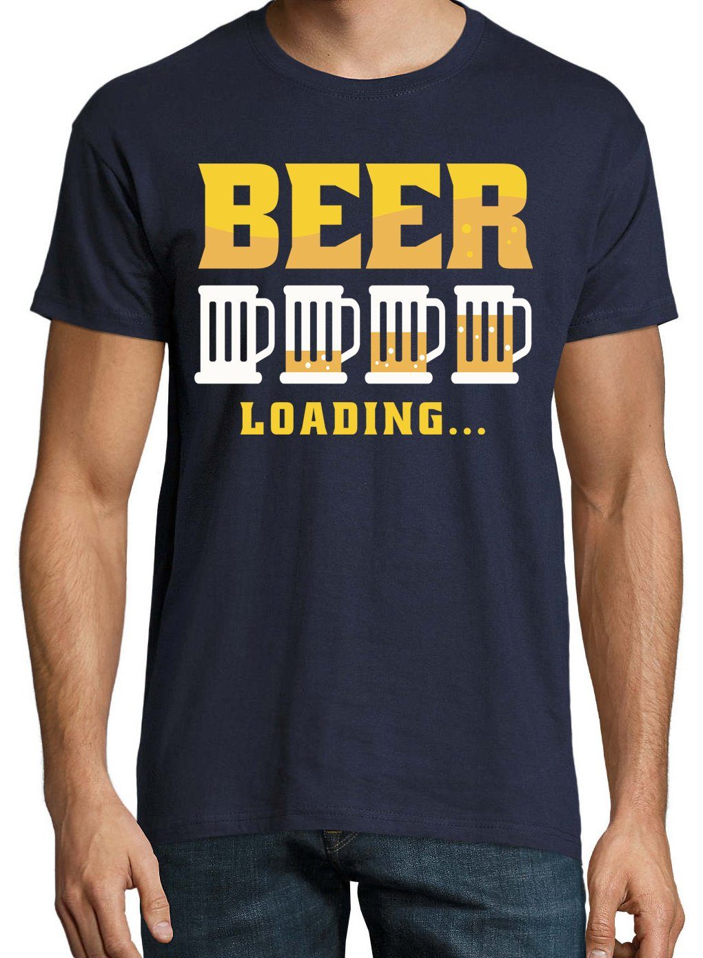 Frontprint Navyblau mit Designz trendigem Beer Shirt Herren T-Shirt Loading Youth