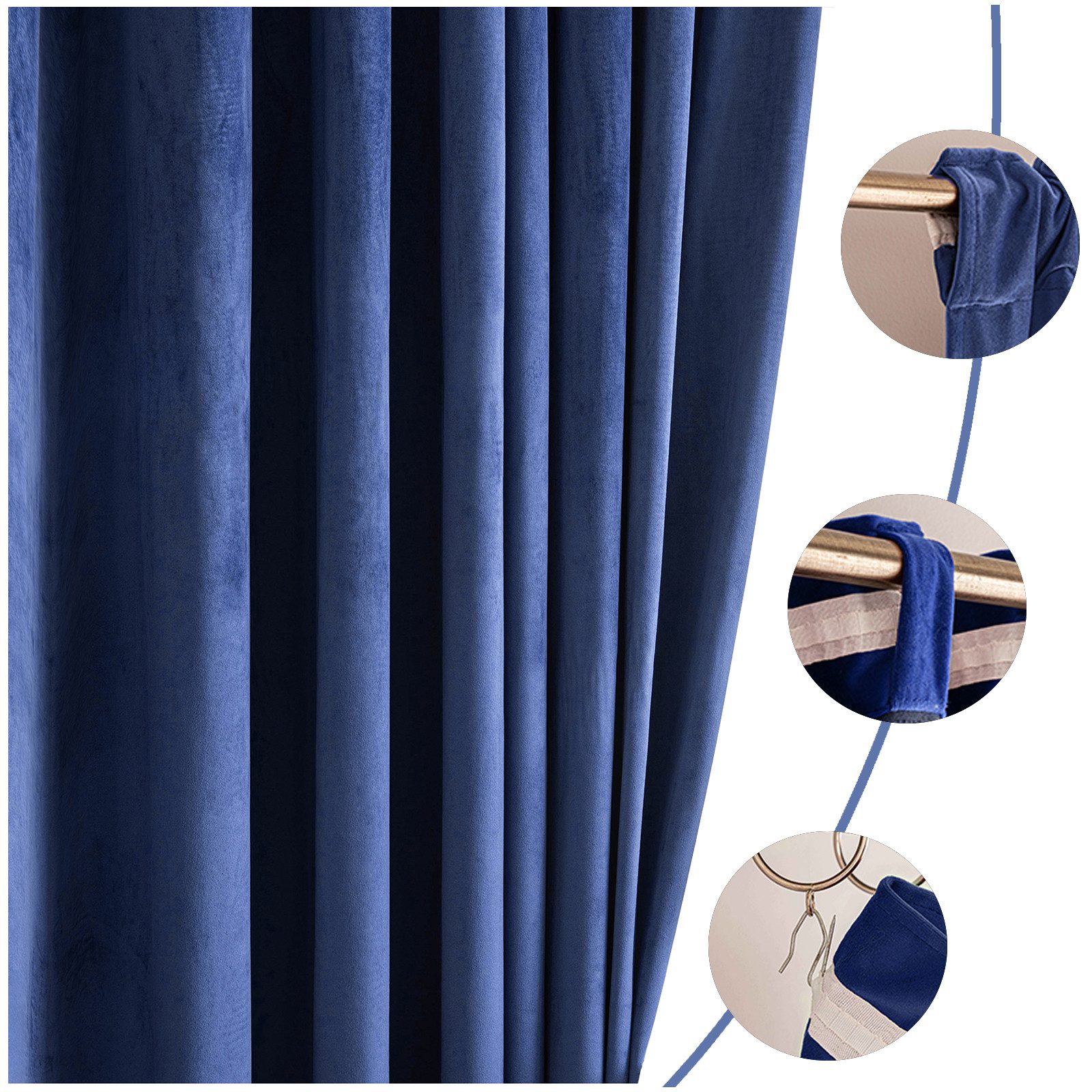 Jibenhome Vorhang Verdunklungsvorhang Blickdicht Samtvorhang Kräuselband St günstig online kaufen