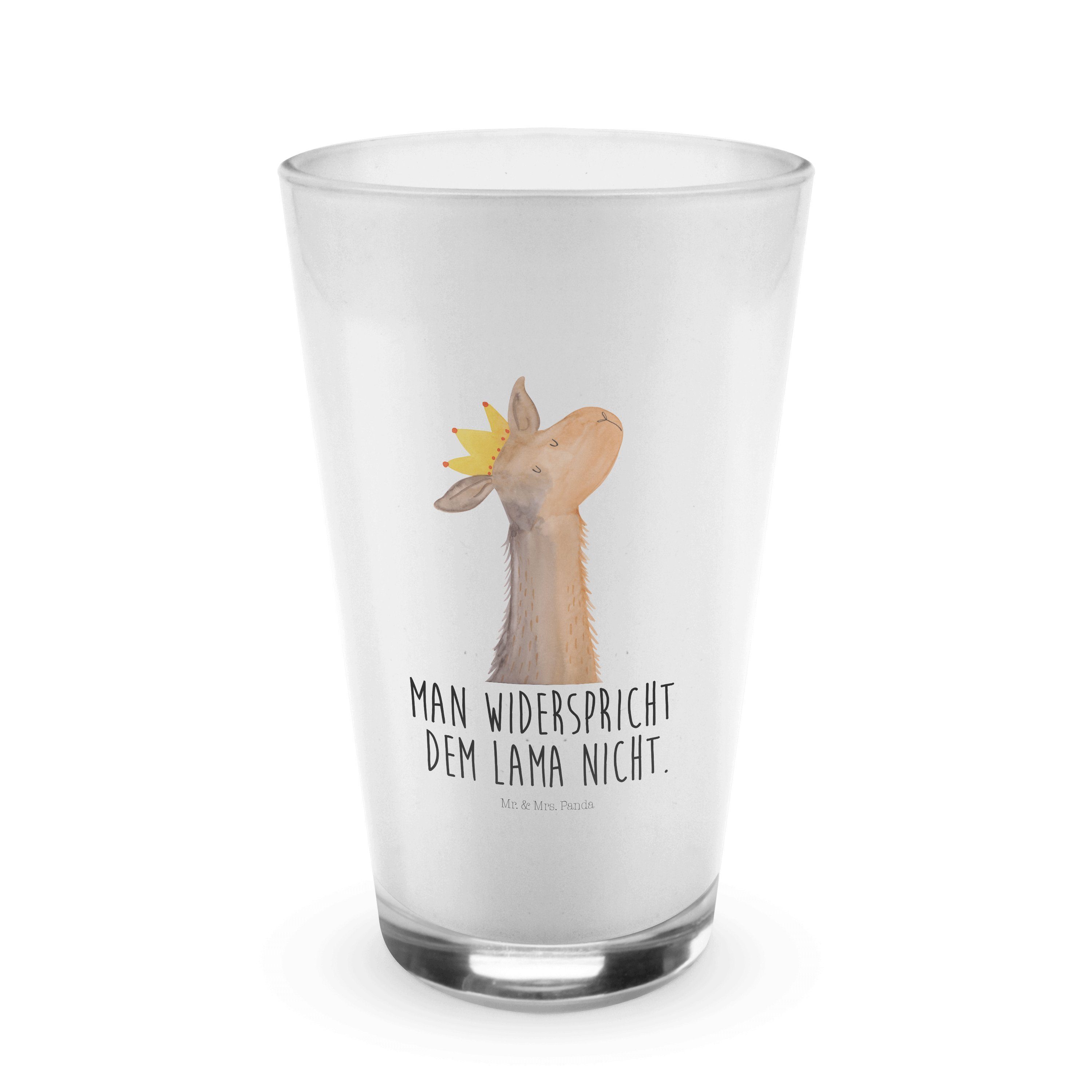 Geschenk, Premium Panda Mrs. - Glas Cappuccino Glas, König Transparent Glas & Lamakopf Cappuccino, Mr. -