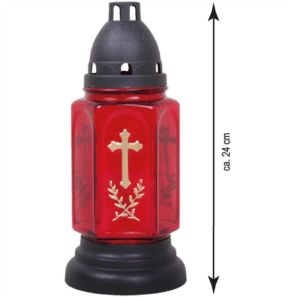 HS Candle Grabkerze (1-tlg), Grablaterne 24cm mit Kreuz- Motiv u. Kerze, Gr günstig online kaufen
