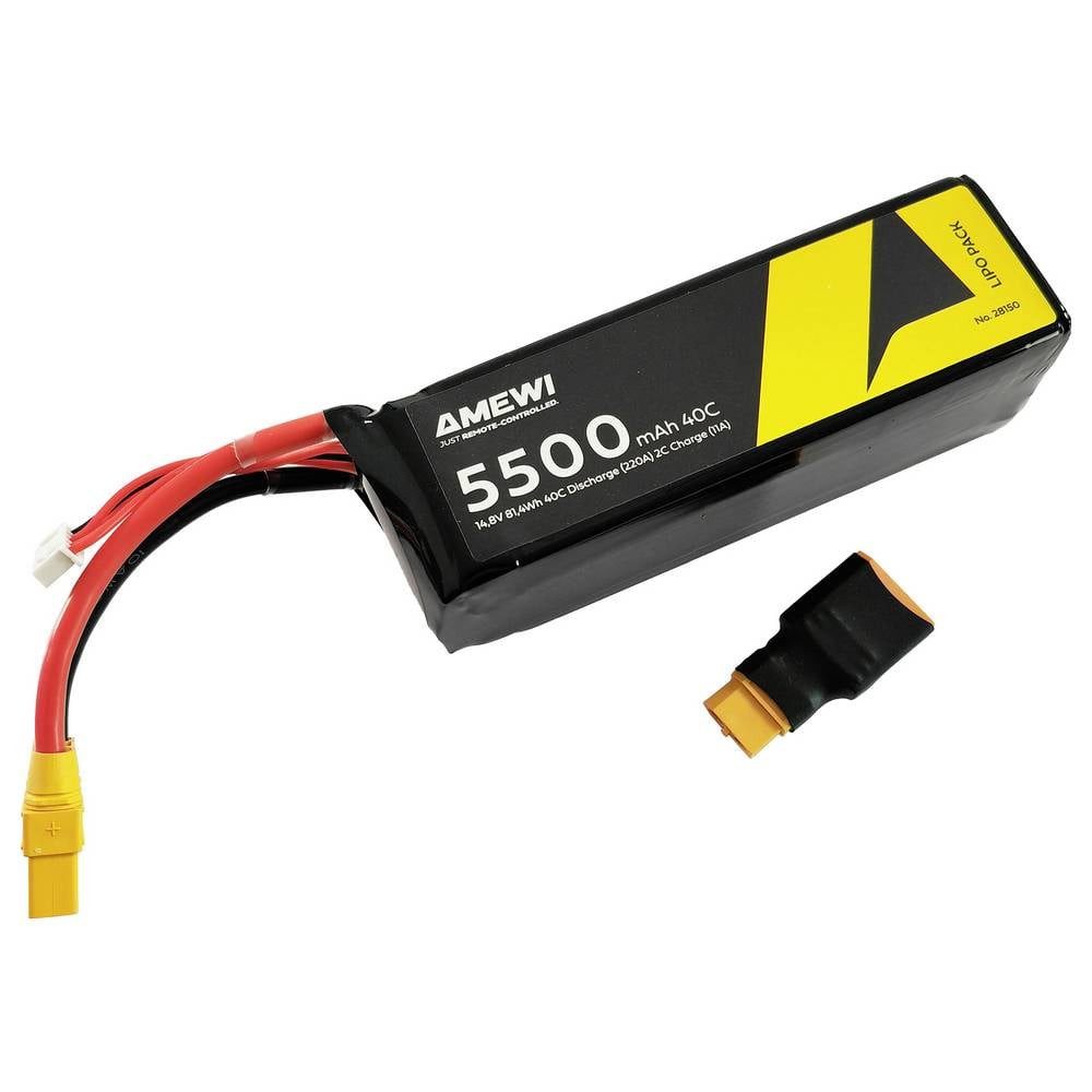 Amewi Modellbau-Akkupack (LiPo) 14.8 V 5500 mAh Zellen-Zahl: 4 Softcase XT90 Akku