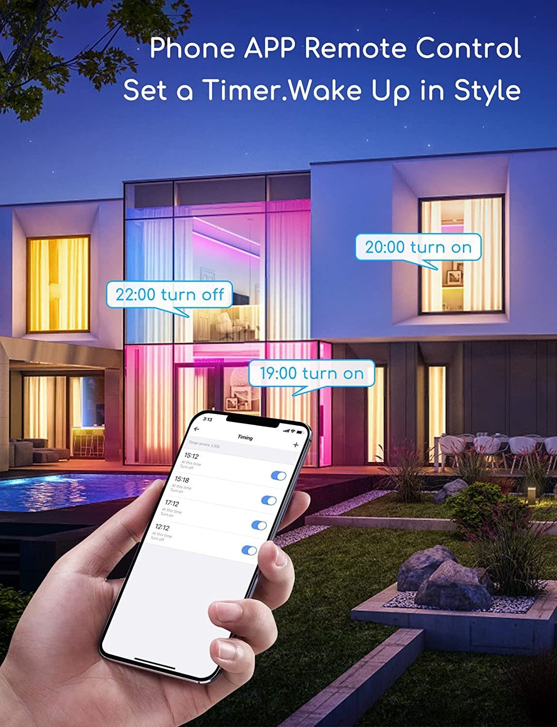 Aigostar LED Stripe Lichterketten Alexa, Home, Home, Smart Smart LED Selbstklebend, Google Lichtband Google WIFI RGB Streifen, 5m, Farbwechsel Assistant