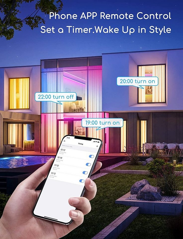 Lichtband LED RGB Home, 5m, LED Lichterketten Smart Smart Google Google Selbstklebend, Farbwechsel Home, Alexa, Stripe WIFI Assistant, Aigostar Streifen,
