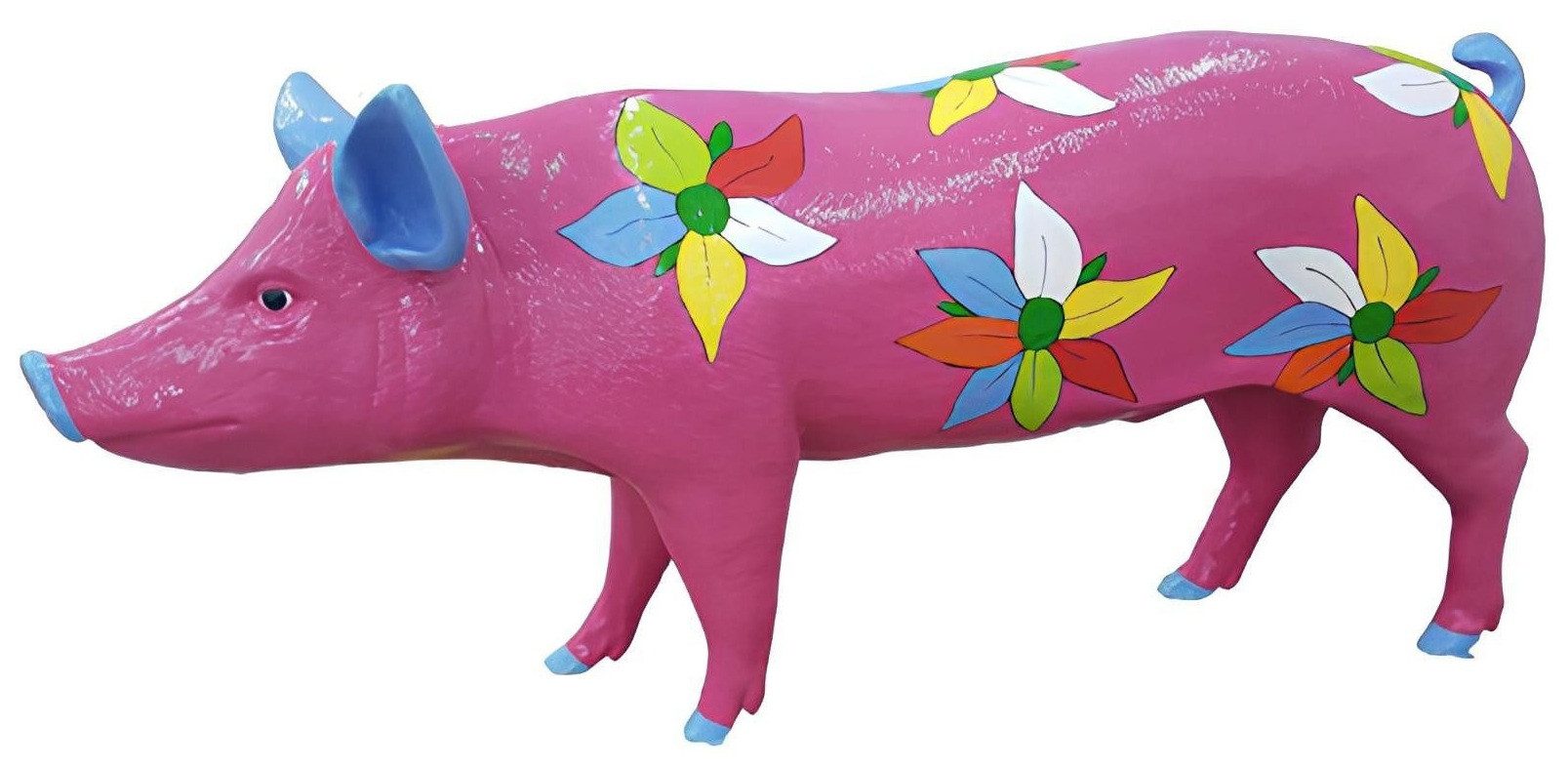 Xlmoebel Skulptur Moderne Dekofigur Schwein mit Wurst aus Kunststoff für den Garten (Skulptur), Hergestellt in Europa