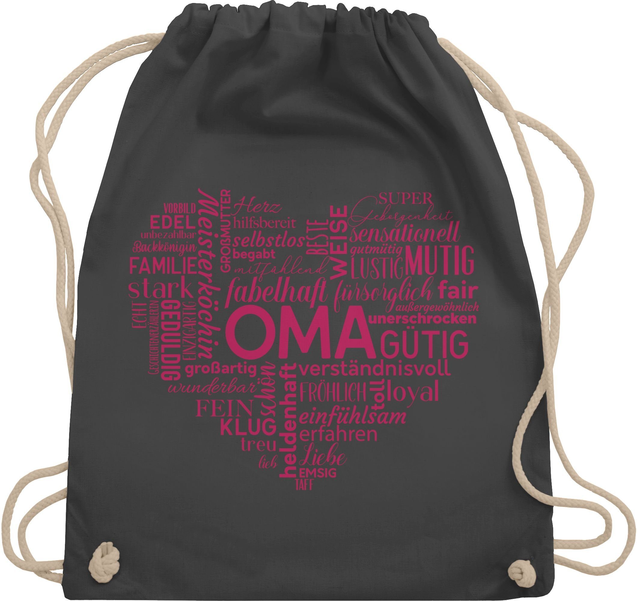 Shirtracer Turnbeutel Oma Wortwolke Herz - Muttertagsgeschenk Tasche Geschenkidee - Turnbeutel, muttertagsgeschenke tasche - muttertagsgeschenk oma mama 01 Dunkelgrau