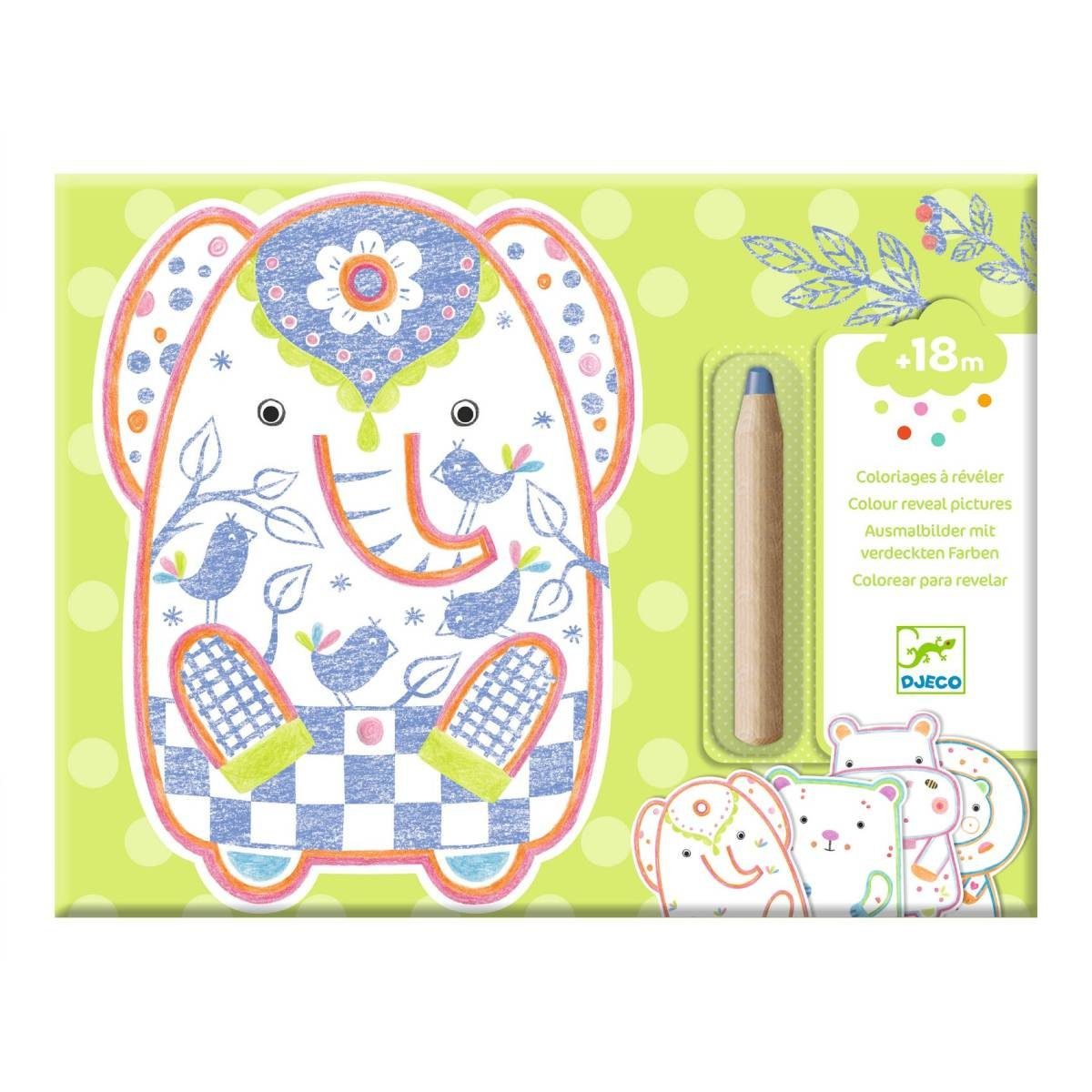 DJECO Раскрась по номерам 12 Ausmalbilder für Kinder ab 18 Monaten mit Tiermotiven