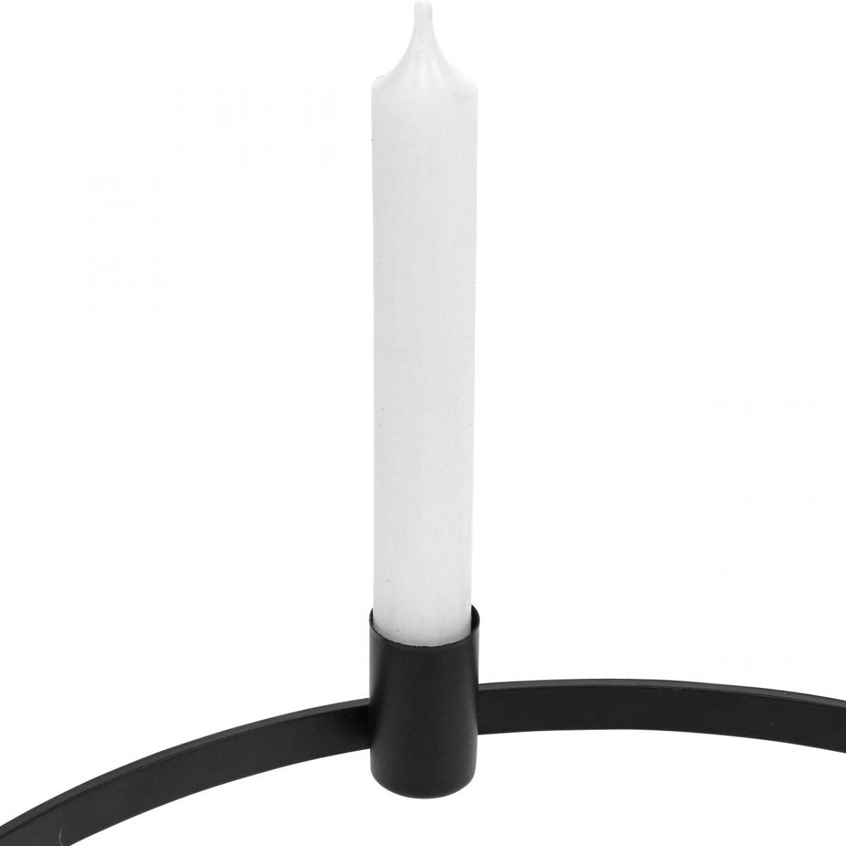 Florists Products Kerzenhalter Kerzenring für Stabkerzen - Metall Schwarz Ø35cm Deko