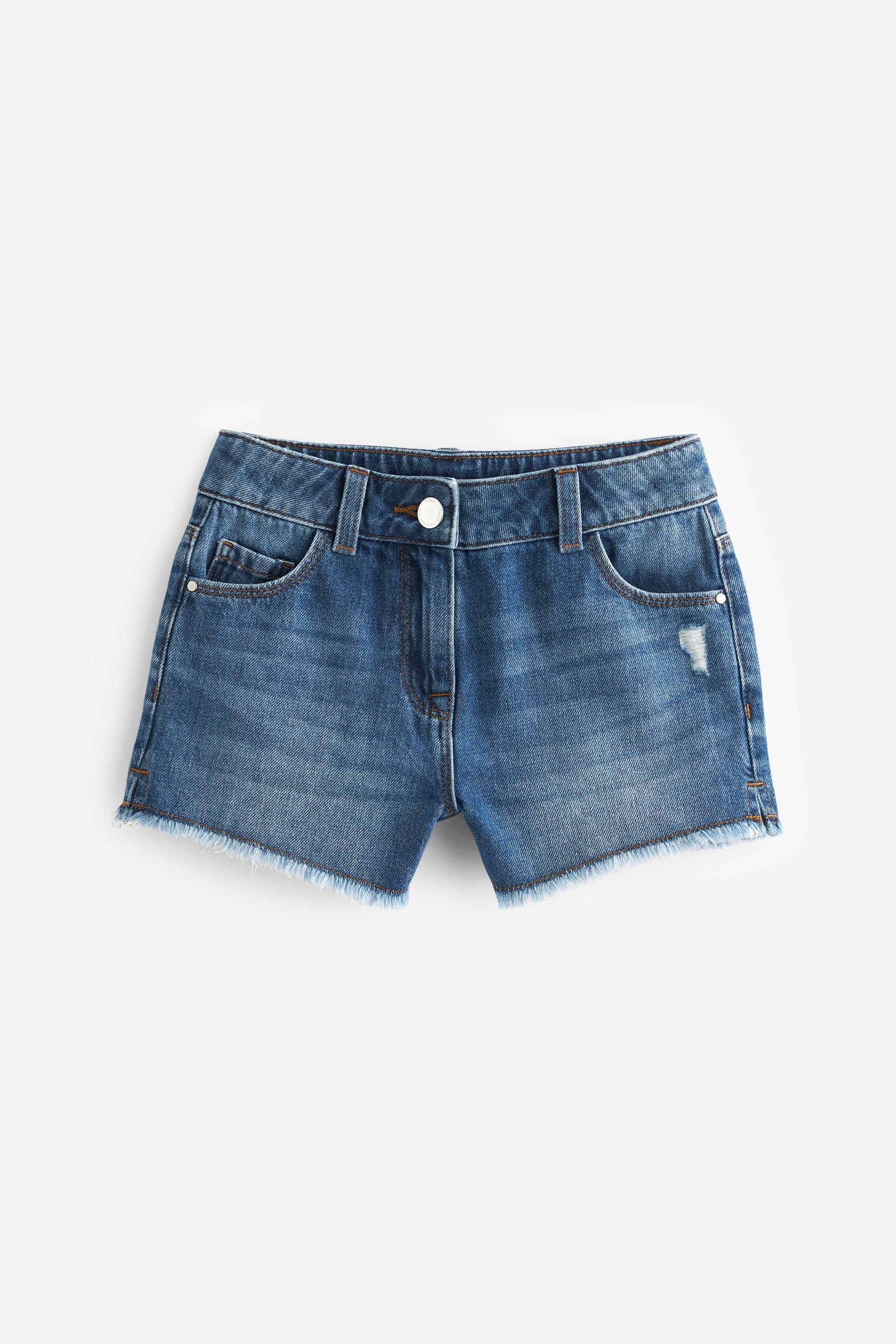 Shorts Next Mid Fransensaum mit Blue Denim (1-tlg) Shorts