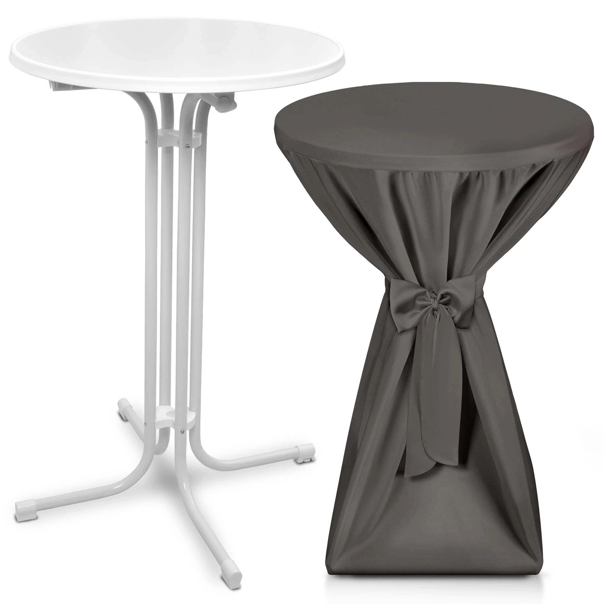 Beautissu Stehtisch Outdoor Stehtisch Bellini, klappbar, Ø60cm, Anthrazit, mit Husse, inkl. Husse – wetterfest – kratzfest